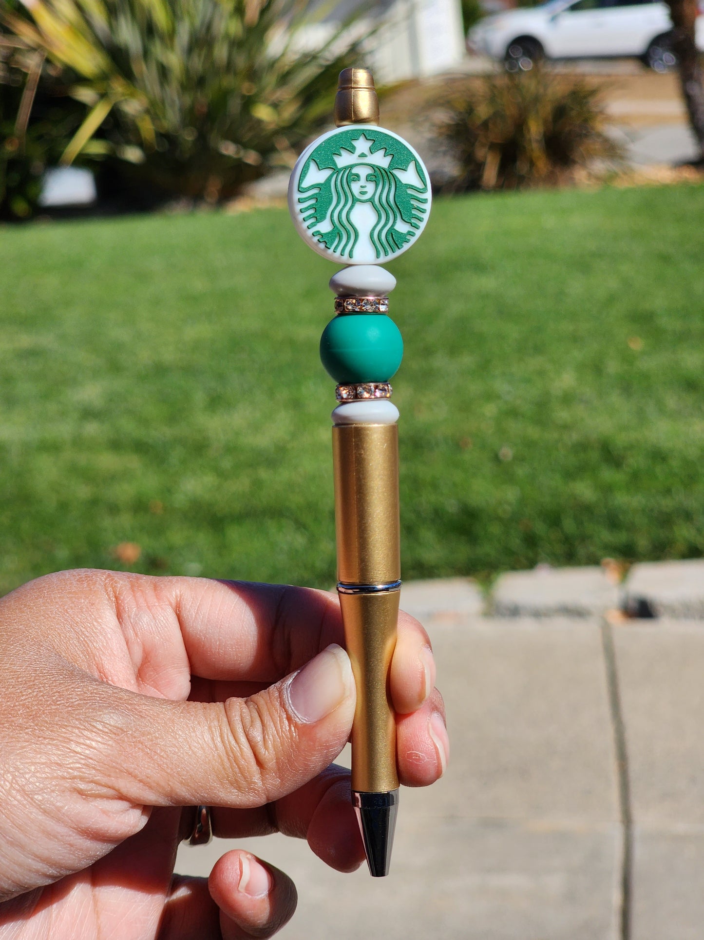 Custom Made Star .bucks Coffee Lover Beaded Writing Pen Only - ONLY 2 Available