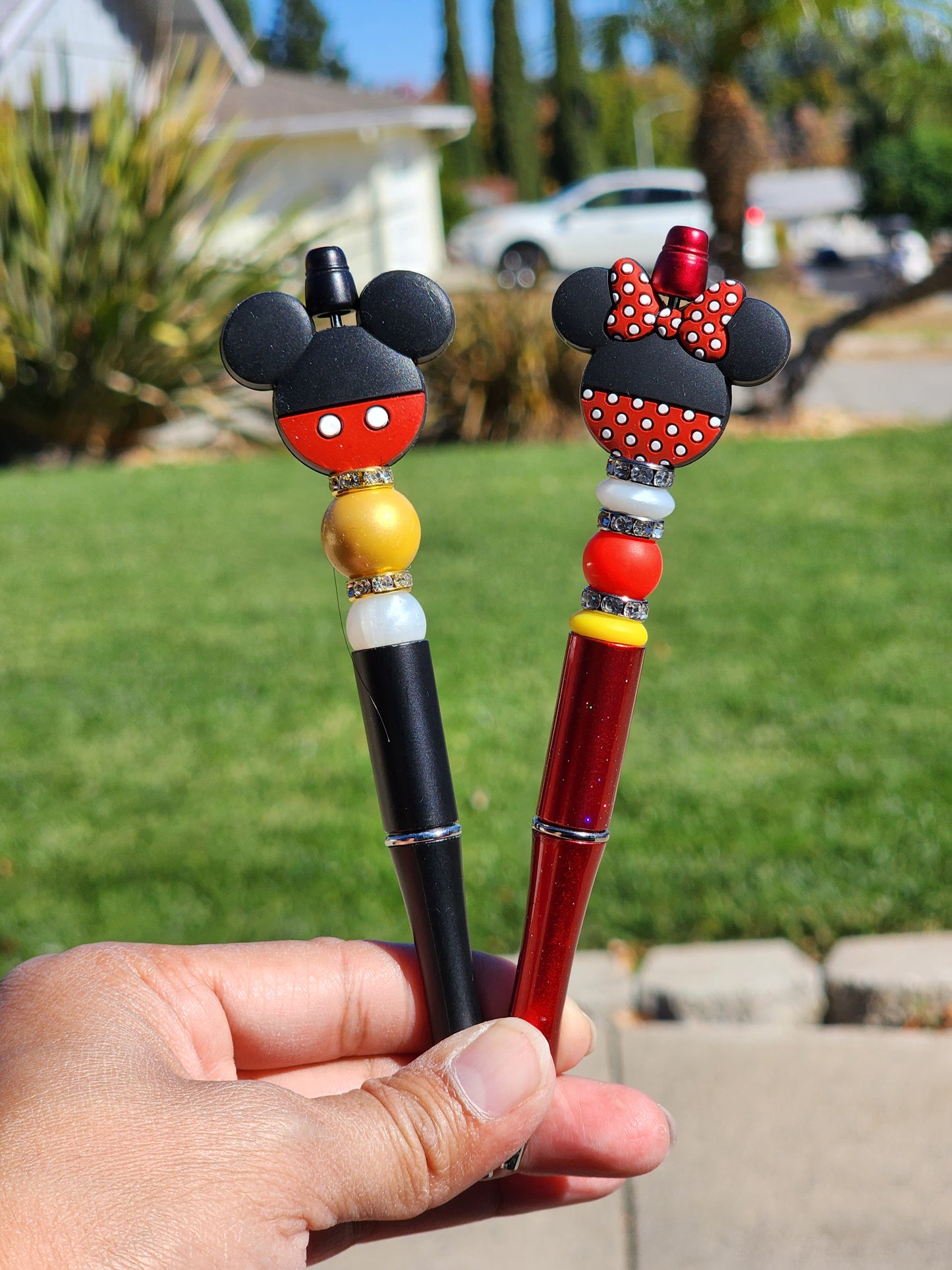 Custom Made Mr. & Mrs. M ouse Beaded Writing Pen 2 options