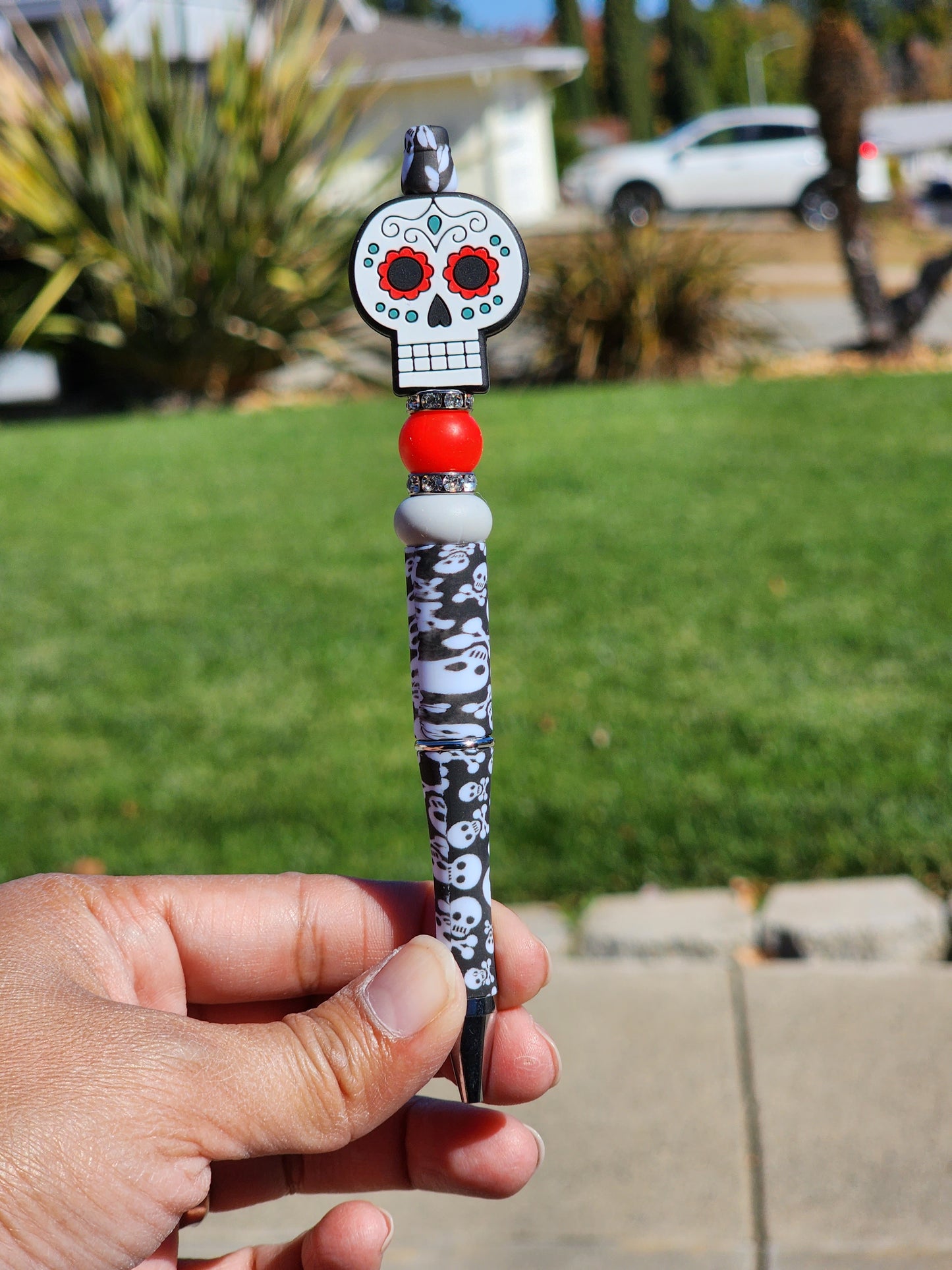 Custom Made Sugar Skull Beaded Writing Pen ONLY - Limited Quantities