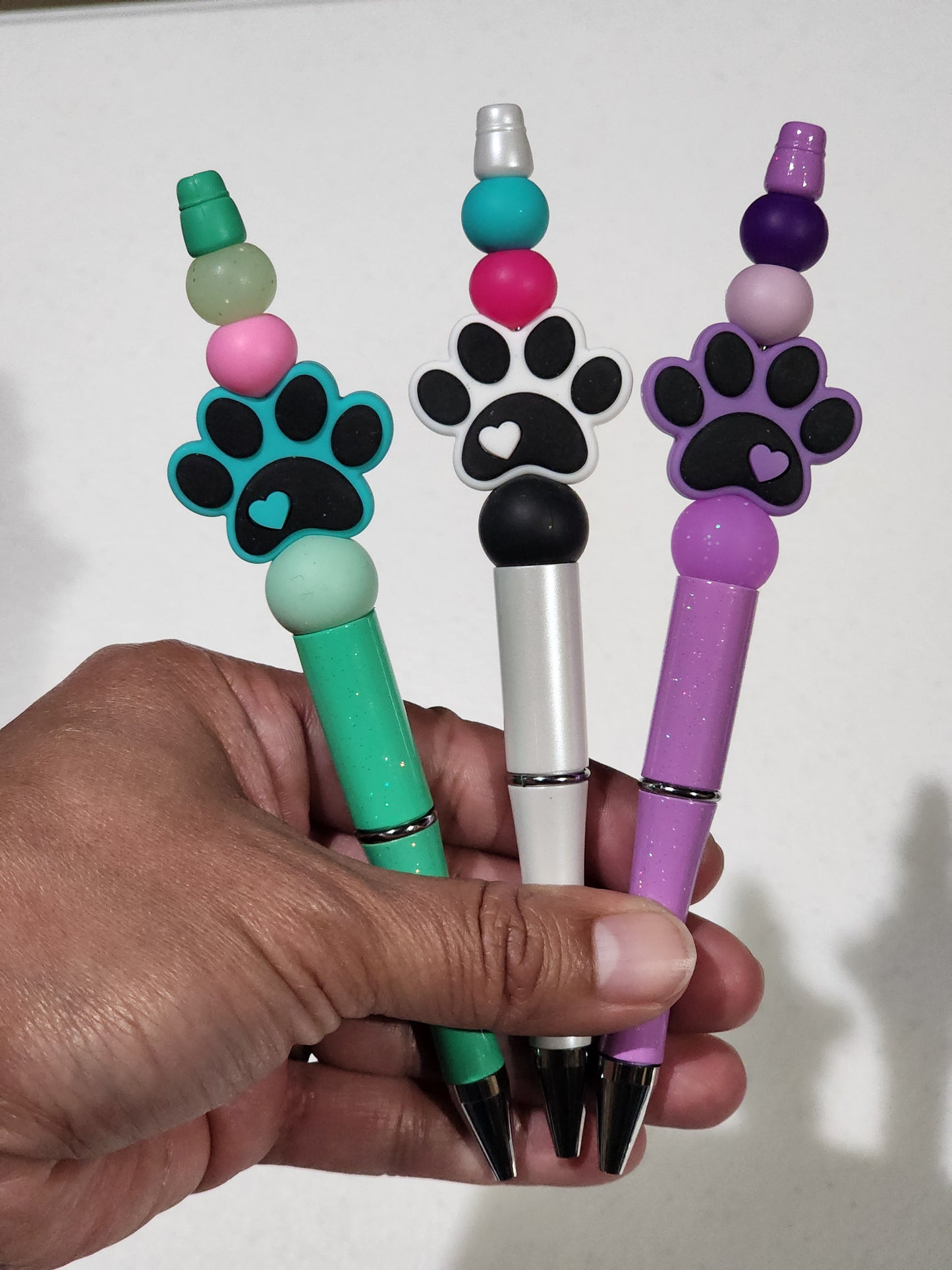 Custom Made Pet Heart Paw Beaded Writing Pen - 3 Color Options-ONLY 1 of Each