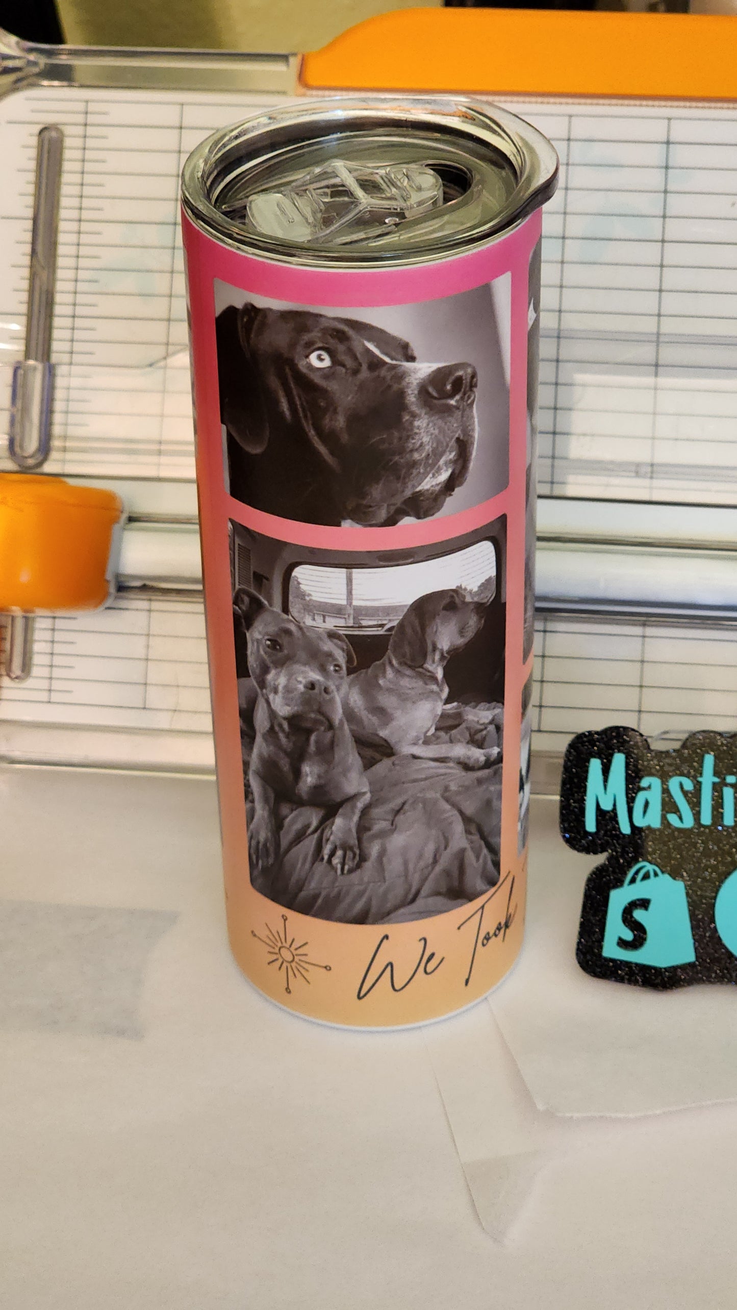 "We Took The Long Road Home" Custom Photo Collage on 20 oz Skinny Tumbler - For Angie M. ONLY