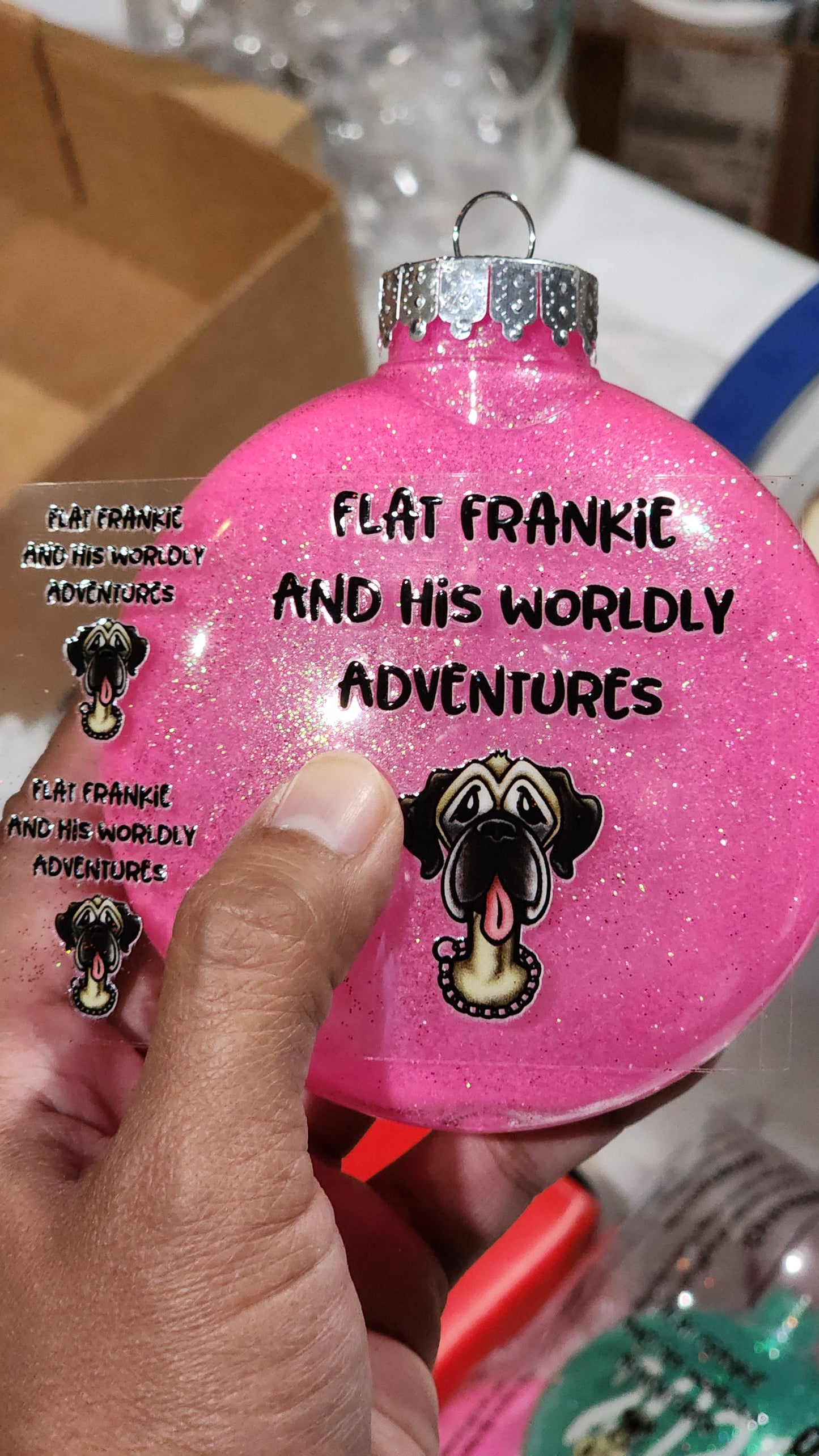 Flat Frankie Glitter Flat Style Ornament - Single Sided - Use Drop Down Menu To Select Size & Color