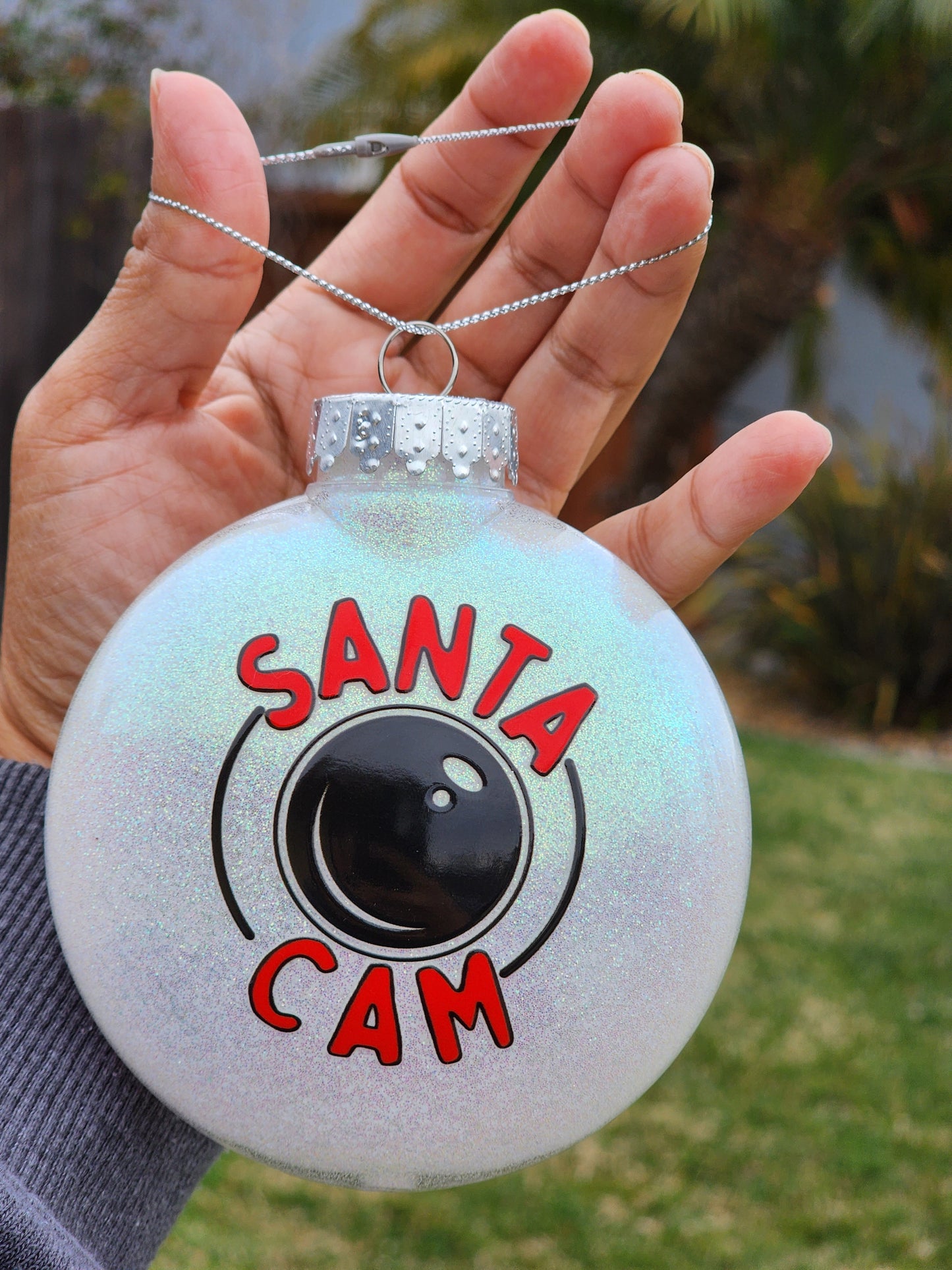 Double Sided UVDTF Santa Cam Flat Style Christmas Glitter Ornament