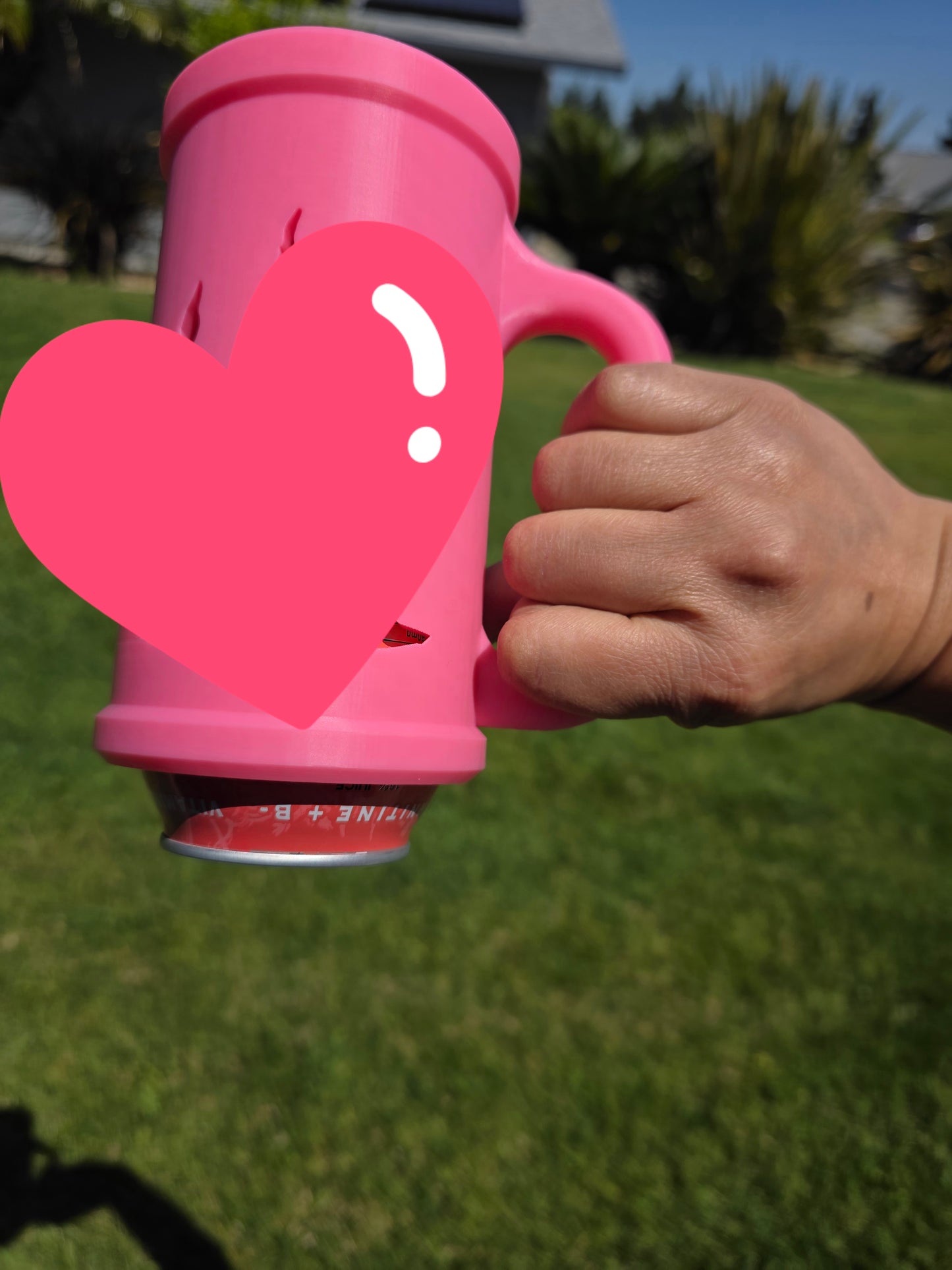 3D Printed Energy Drink Can Holder with Handle – Reusable Pink 16 oz Can Sleeve - Sized for Specific Brand M.- see description