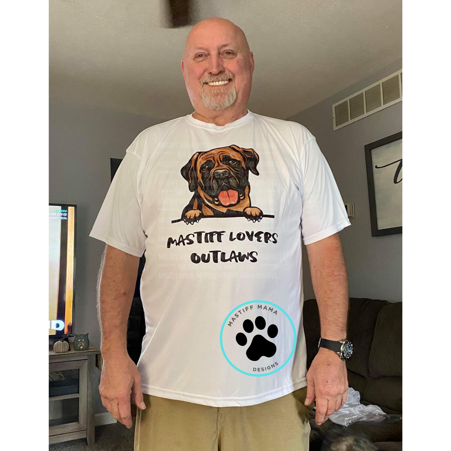 Bull, Cane Corso, English, French, & Great Dane Mastiff Lovers Outlaw White Unisex Short Sleeve T-Shirt