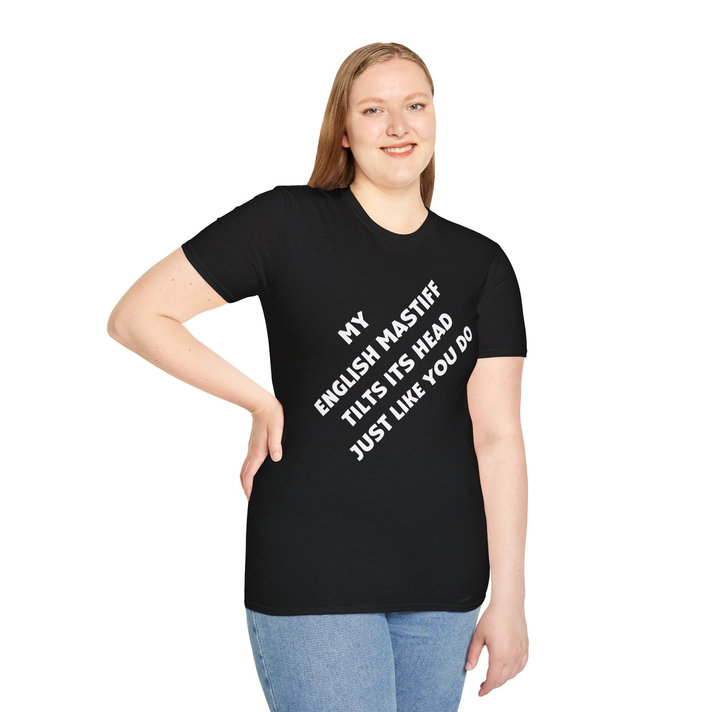 Funny English Mastiff Lover's Head Tilt Unisex T-Shirt