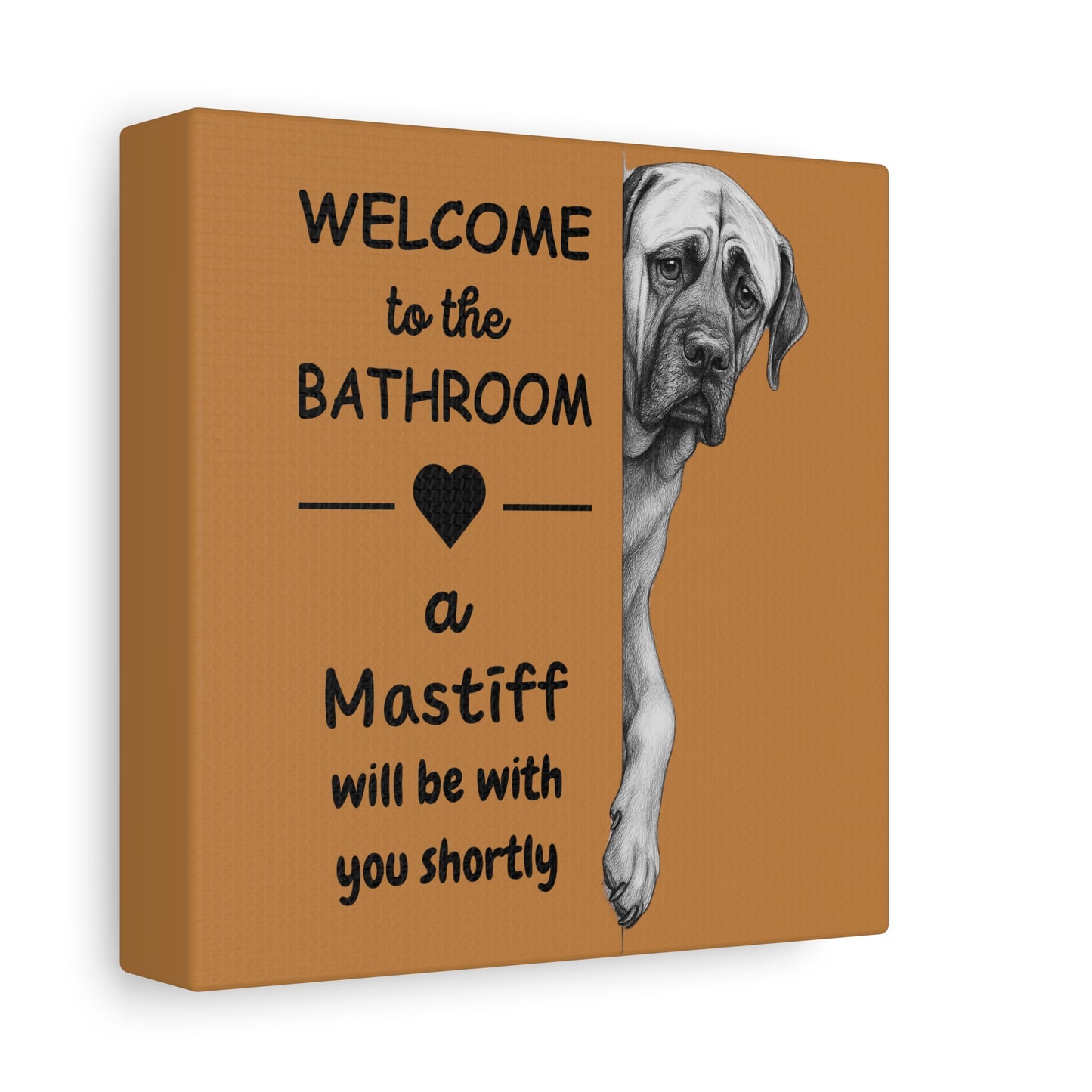canvas print english mastiff welcome to the bathroom funny wall art