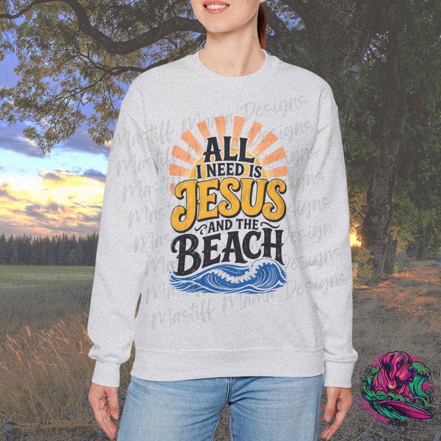 All I Need Is Jesus And The Beach Crewneck Sweatshirt - Custom Listing for Tracie V.
