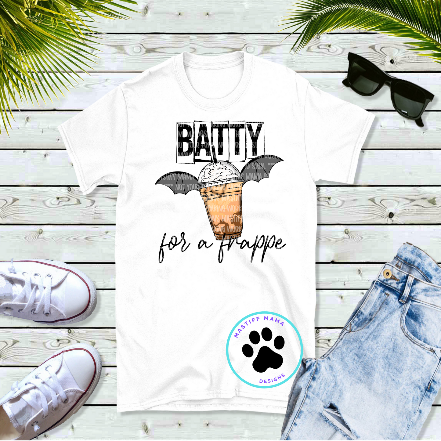 Batty For A Frappe Iced Coffee Unisex White Short Sleeve Shirt