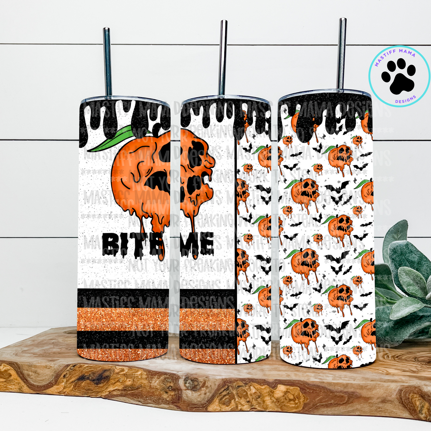 Bite Me Peach Drip 20 oz Skinny Tumbler