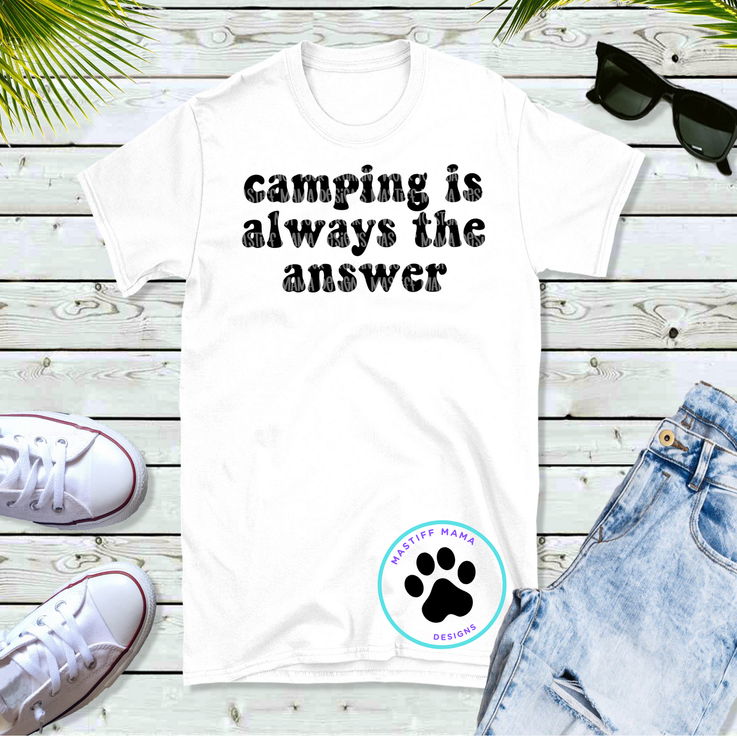 Camping Is Always The Answer Unisex White Short Sleeve Shirt