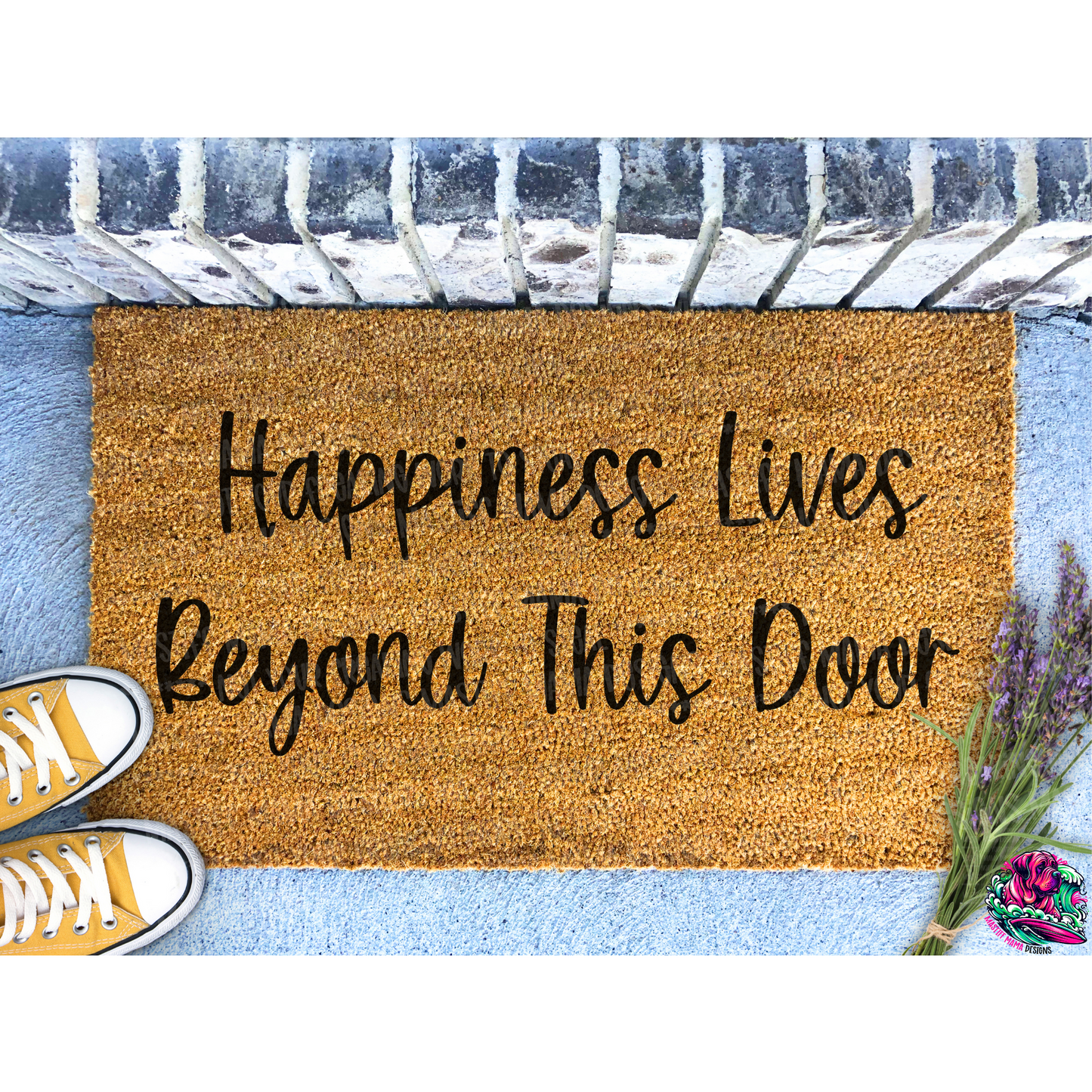 Happiness Lives Beyond This Door Doormat