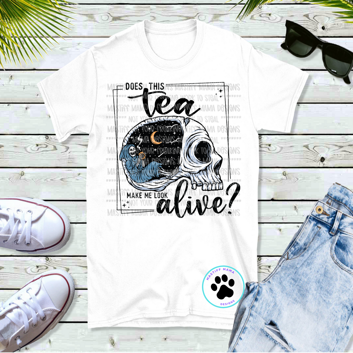 2 Drink Options Does This Coffee / Tea Make Me Look Alive Unisex White Short Sleeve Shirt