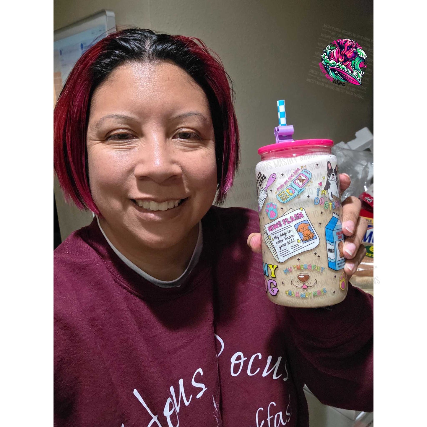 Dog Lovers Quote Full Wrap Clear 16 oz Glass Can - Use Drop Down Box To Select Style