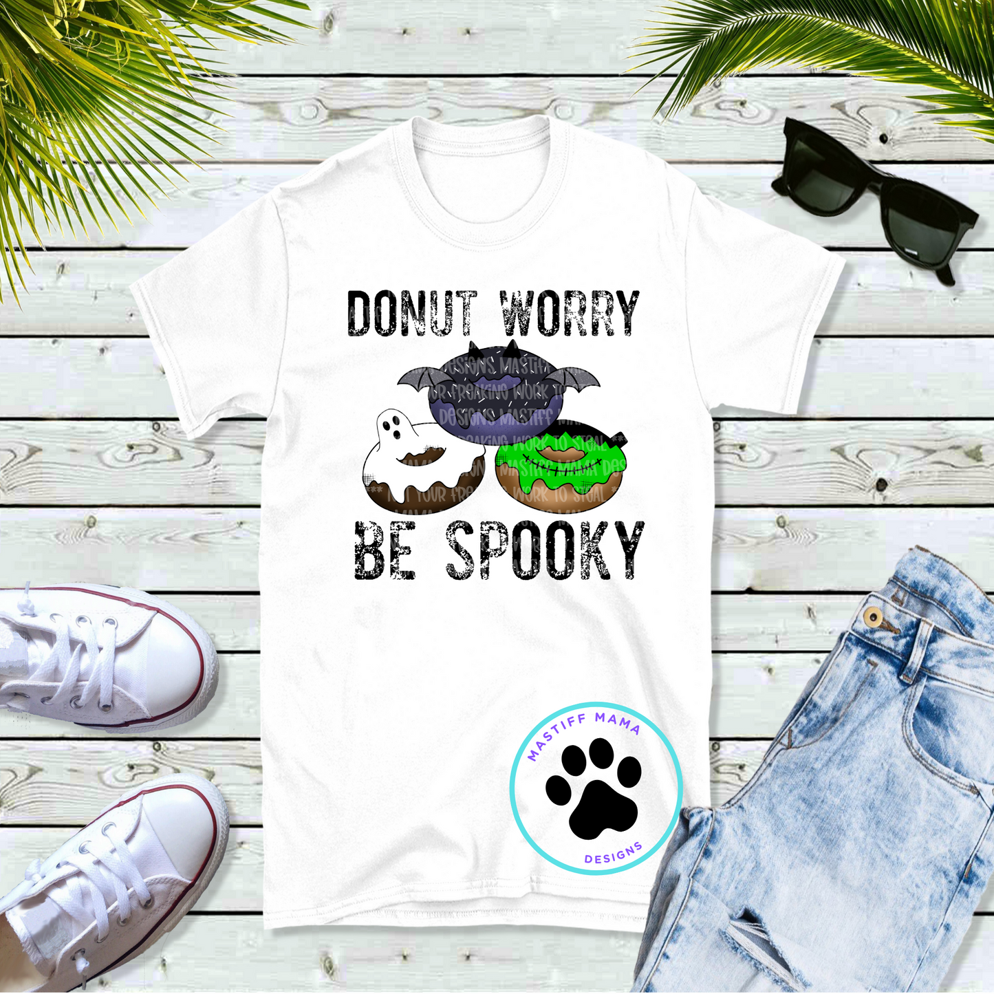 Donut Worry Be Spooky Unisex White Short Sleeve Shirt