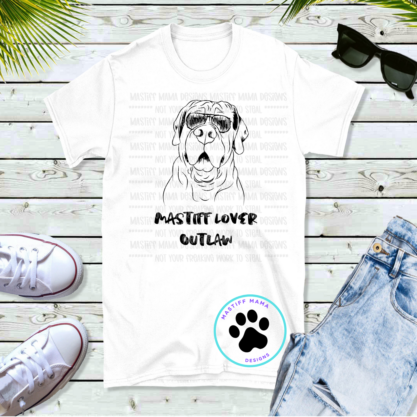 Mastiff Lover Outlaw Short Sleeve Shirt - 2 font options & shirt color options