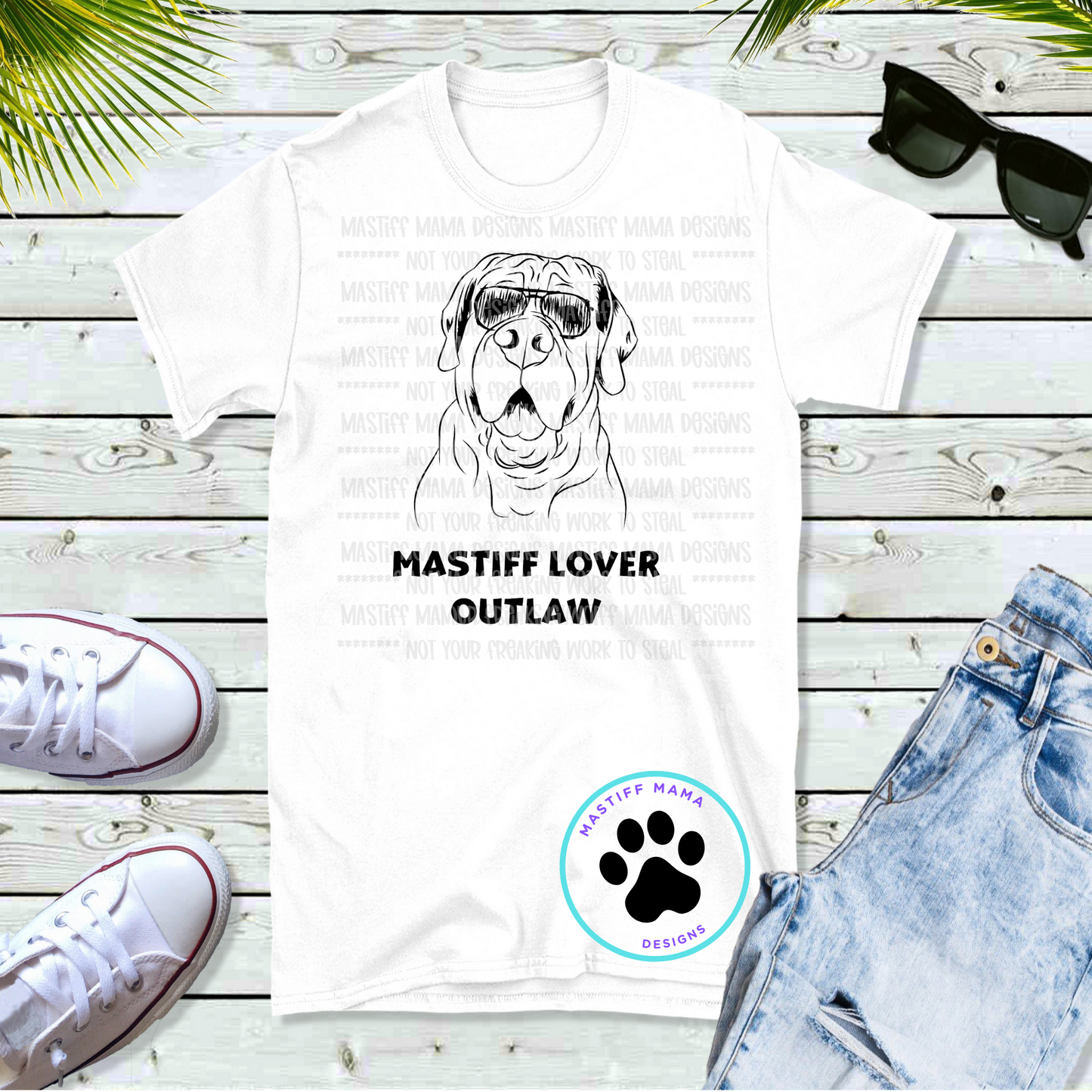 Mastiff Lover Outlaw Short Sleeve Shirt - 2 font options & shirt color options