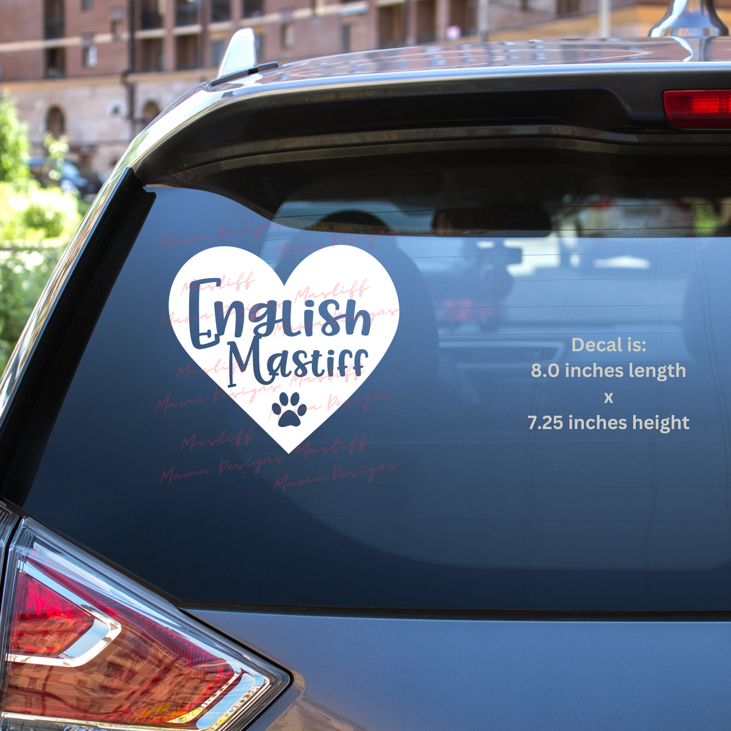 English Mastiff Heart Paw Decal