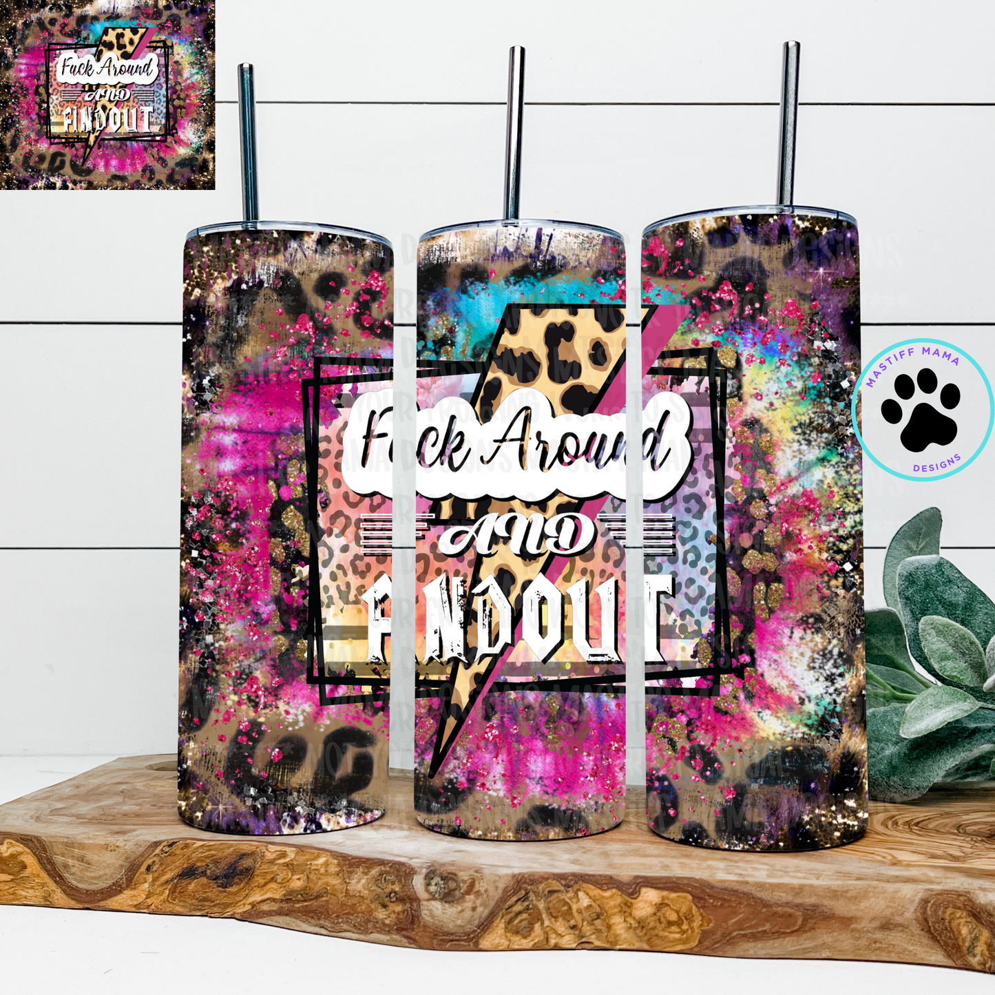 FAFO Cheetah Lightning Bolt 20 oz Skinny Tumbler