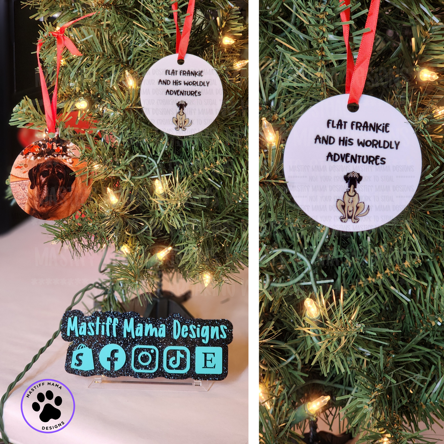 Flat Frankie And His Worldly Adventures White Aluminum Christmas Ornament - Single Sided Only