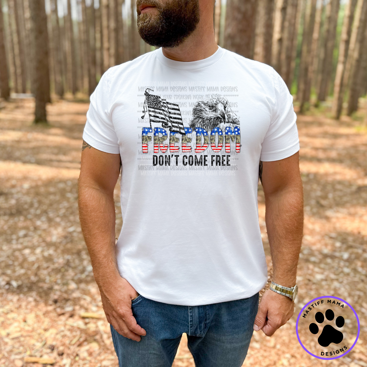Freedom Don't Come Free Eagle Flag Unisex Short Sleeve Shirt - 2 color options