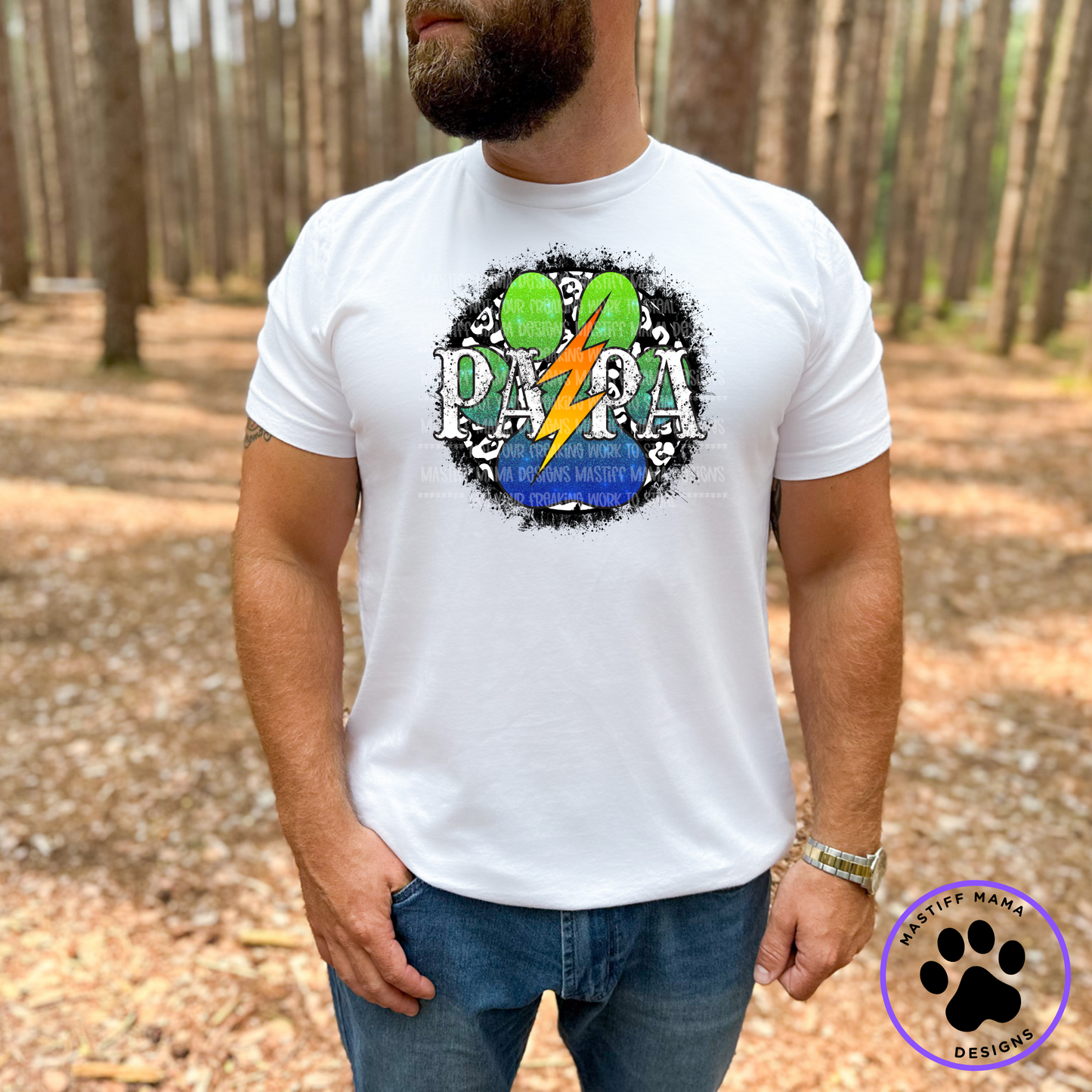 Papa Dog Paw Lightning Bolt Unisex Short Sleeve Shirt - 2 color options