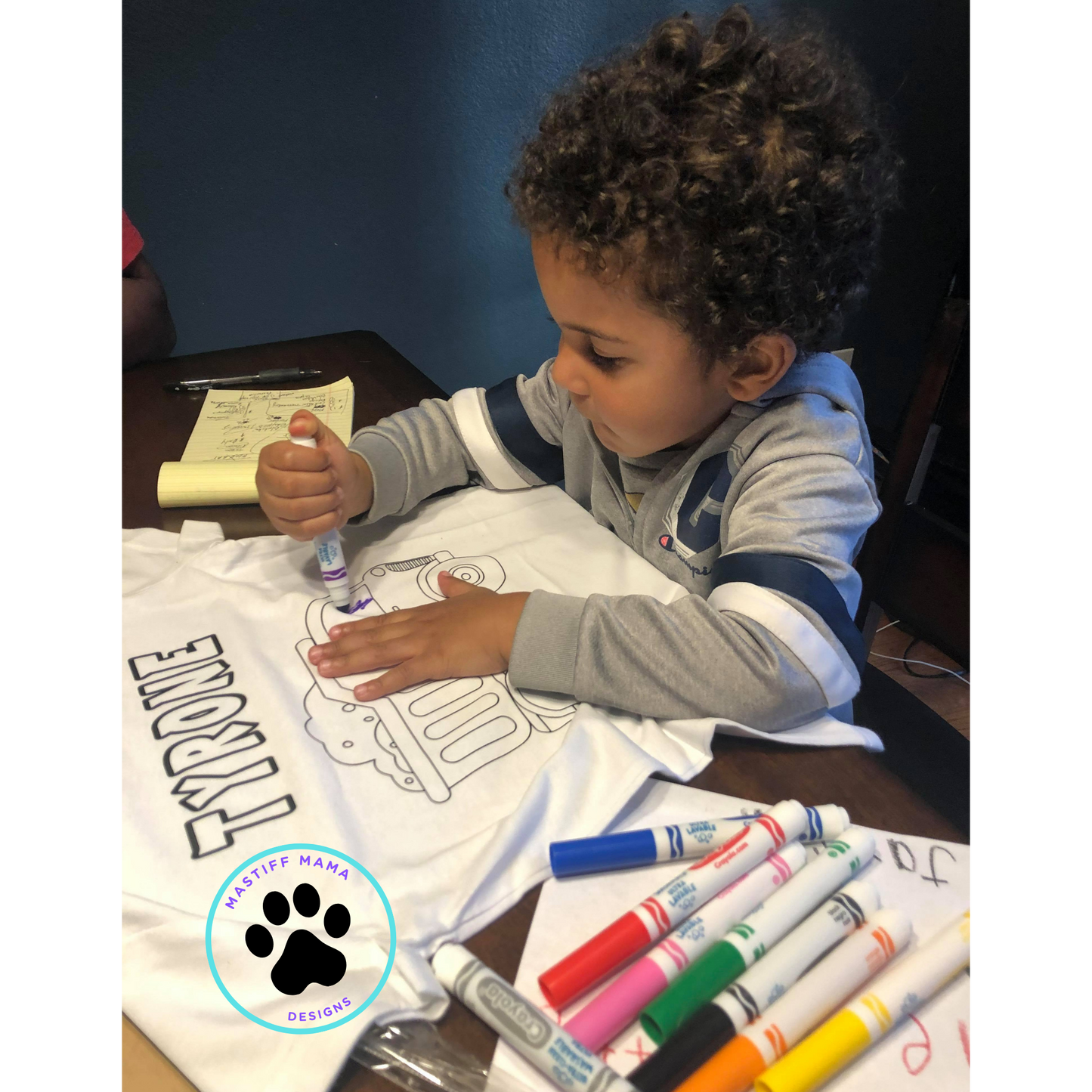 Personalized Youth Dump Truck White Short Sleeve Coloring Shirt With or Without Washable Markers