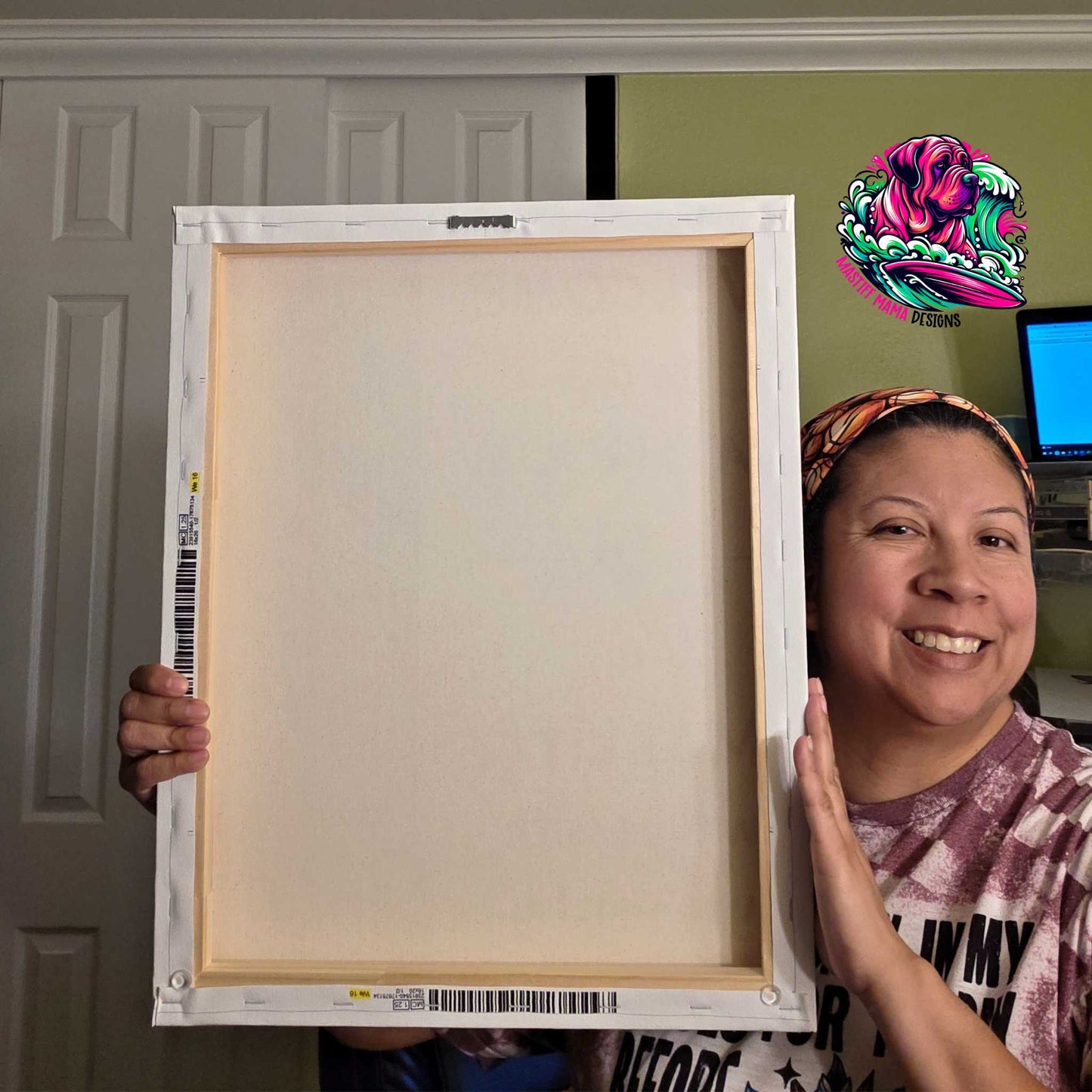 Welcome to the Bathroom Custom Funny Canvas Art of Stella the English Mastiff