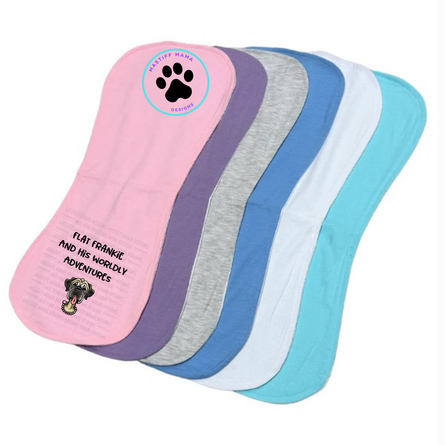 Flat Frankie And His Worldly Adventures Burp Cloth - 6 Color Options