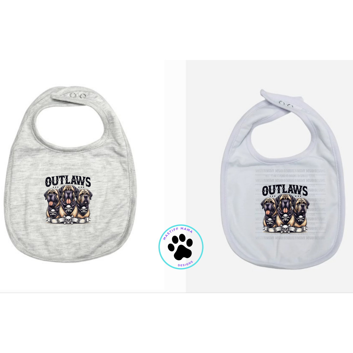 Mastiff Lovers Outlaws Unisex Infant Bib With Snap - 2 Color Options