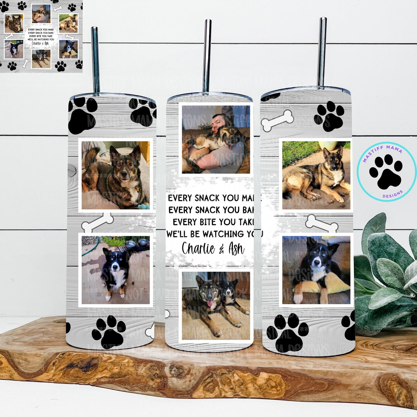 Every Snack Custom Photo Collage on 30 oz Skinny Tumbler - For Lindsey W. ONLY