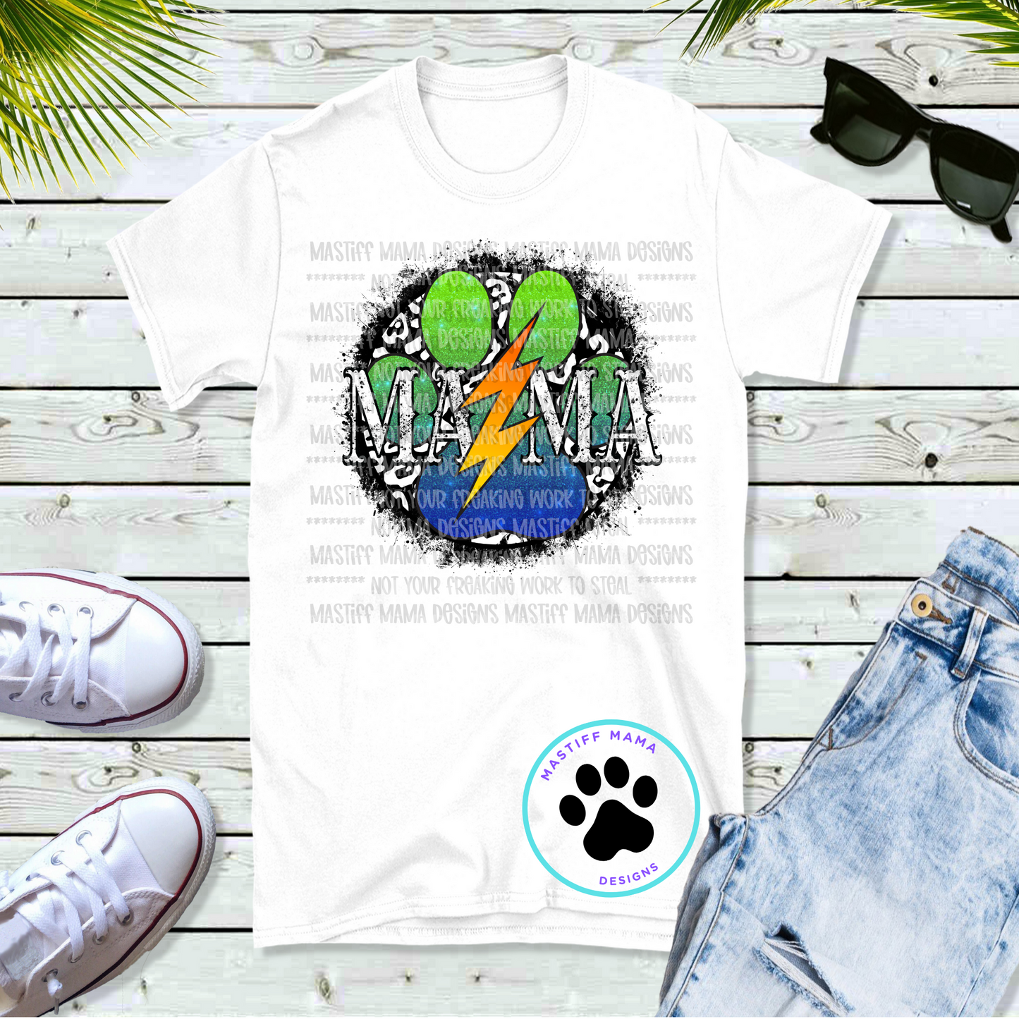 Mama Paw Lightning Bolt Short Sleeve Unisex Shirt - 3 design colors & 2 shirt color options