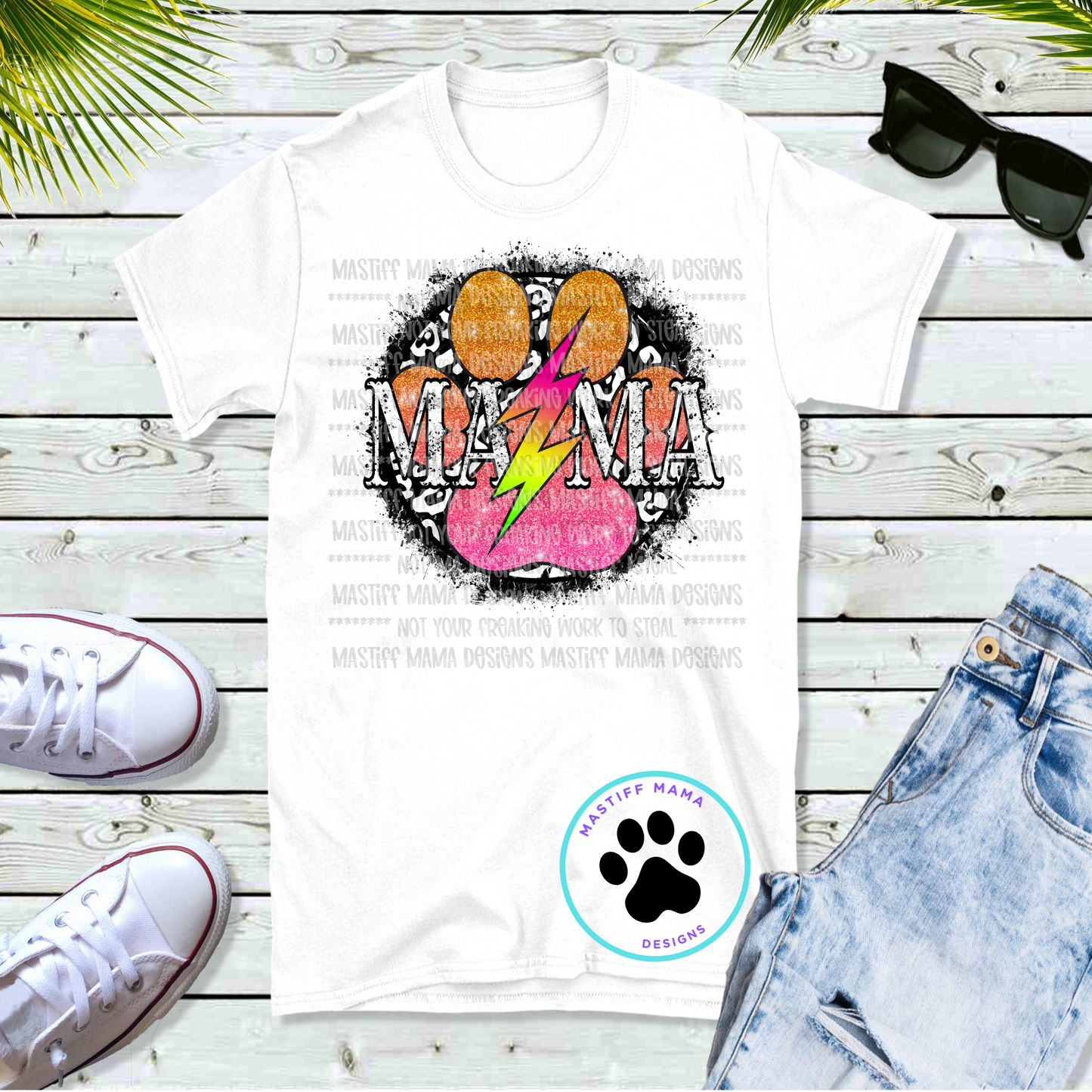 Mama Paw Lightning Bolt Short Sleeve Unisex Shirt - 3 design colors & 2 shirt color options