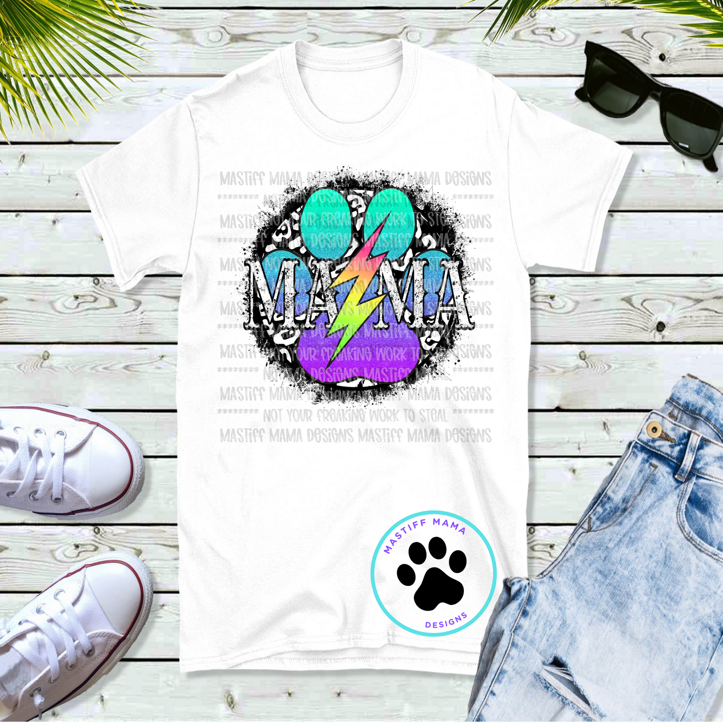 Mama Paw Lightning Bolt Short Sleeve Unisex Shirt - 3 design colors & 2 shirt color options