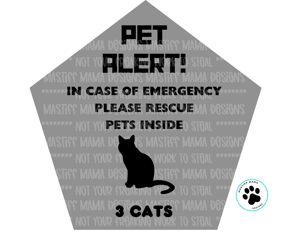 Pet Alert Emergency Decal- 4 pet type options & 2 color options