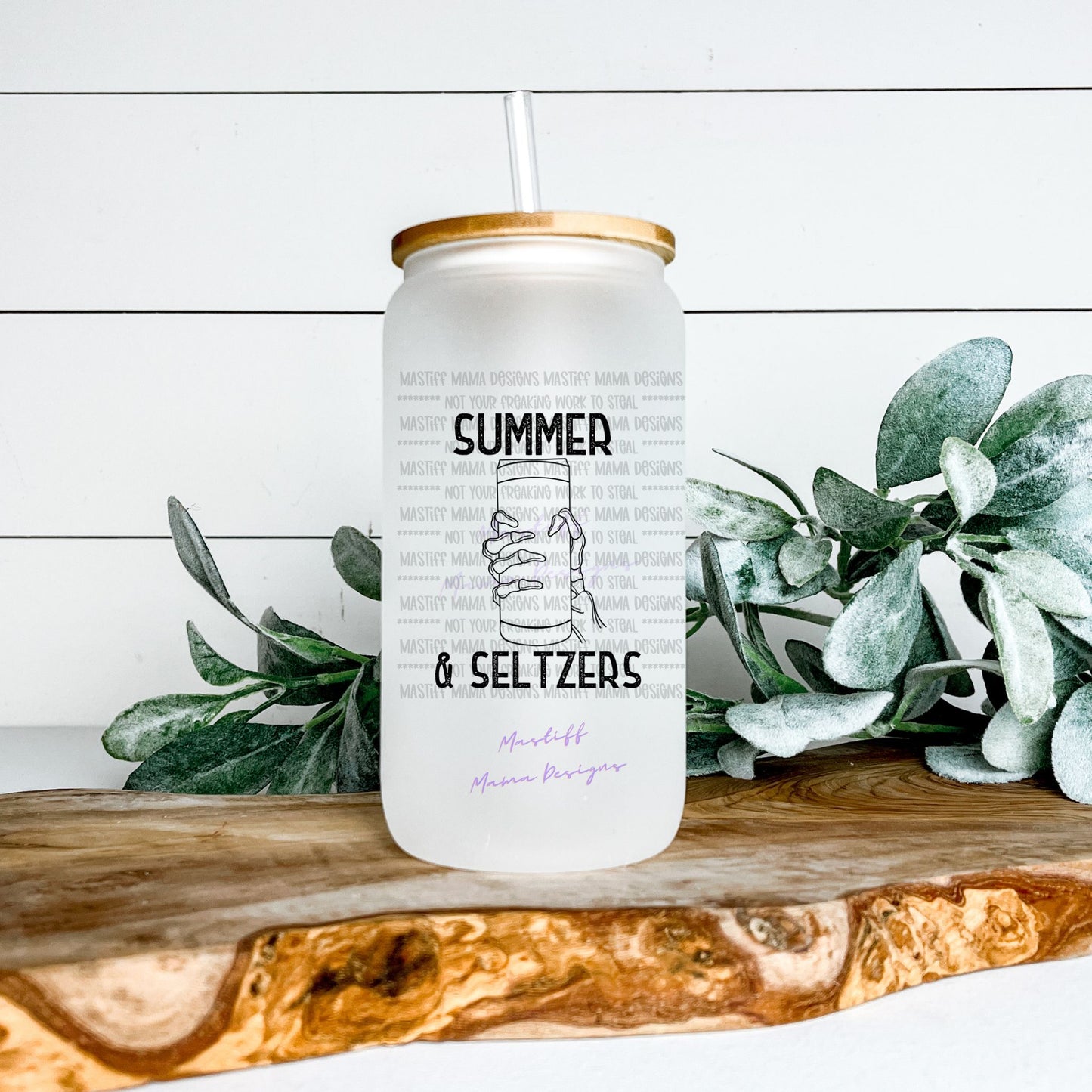 Summer and Seltzer Frosted Glass Can - Available in Black or Colored Design