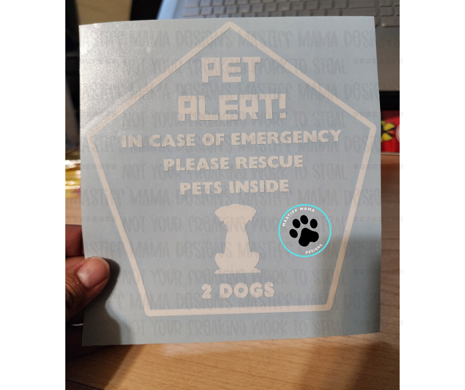 Pet Alert Emergency Decal- 4 pet type options & 2 color options