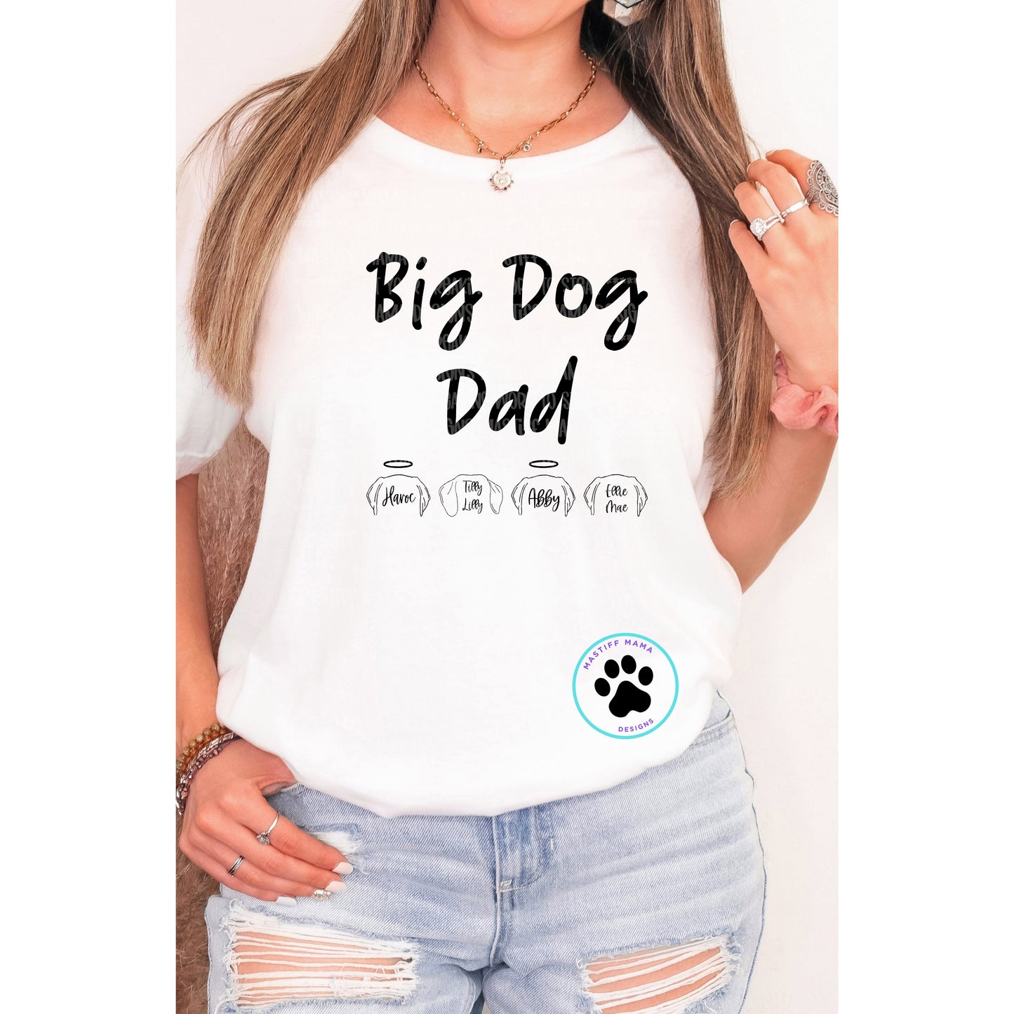 Big Dog Mama, Dad, Grammy Versions on Unisex Short Sleeve Shirt - VINTAGE