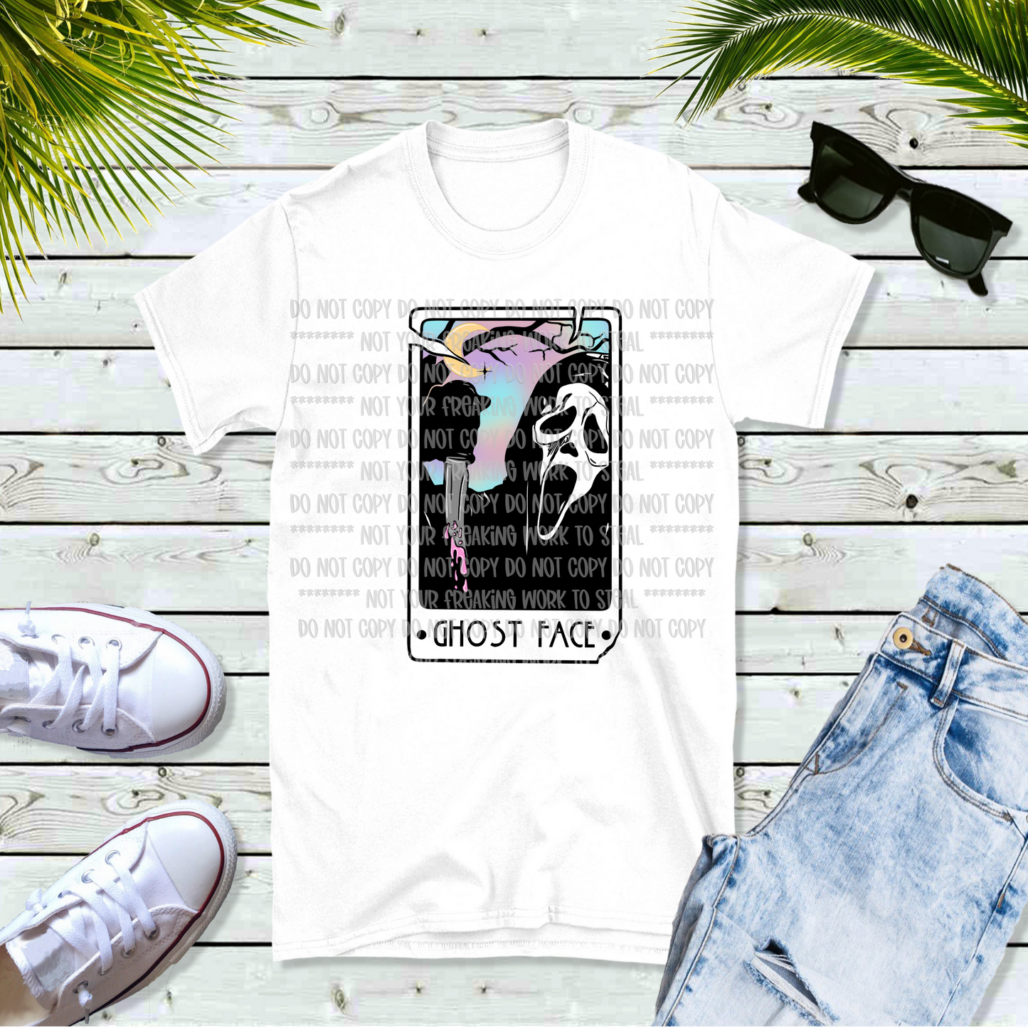 Ghost F ace Pastel Tarot Card Unisex White Short Sleeve Shirt - LIMITED Availability