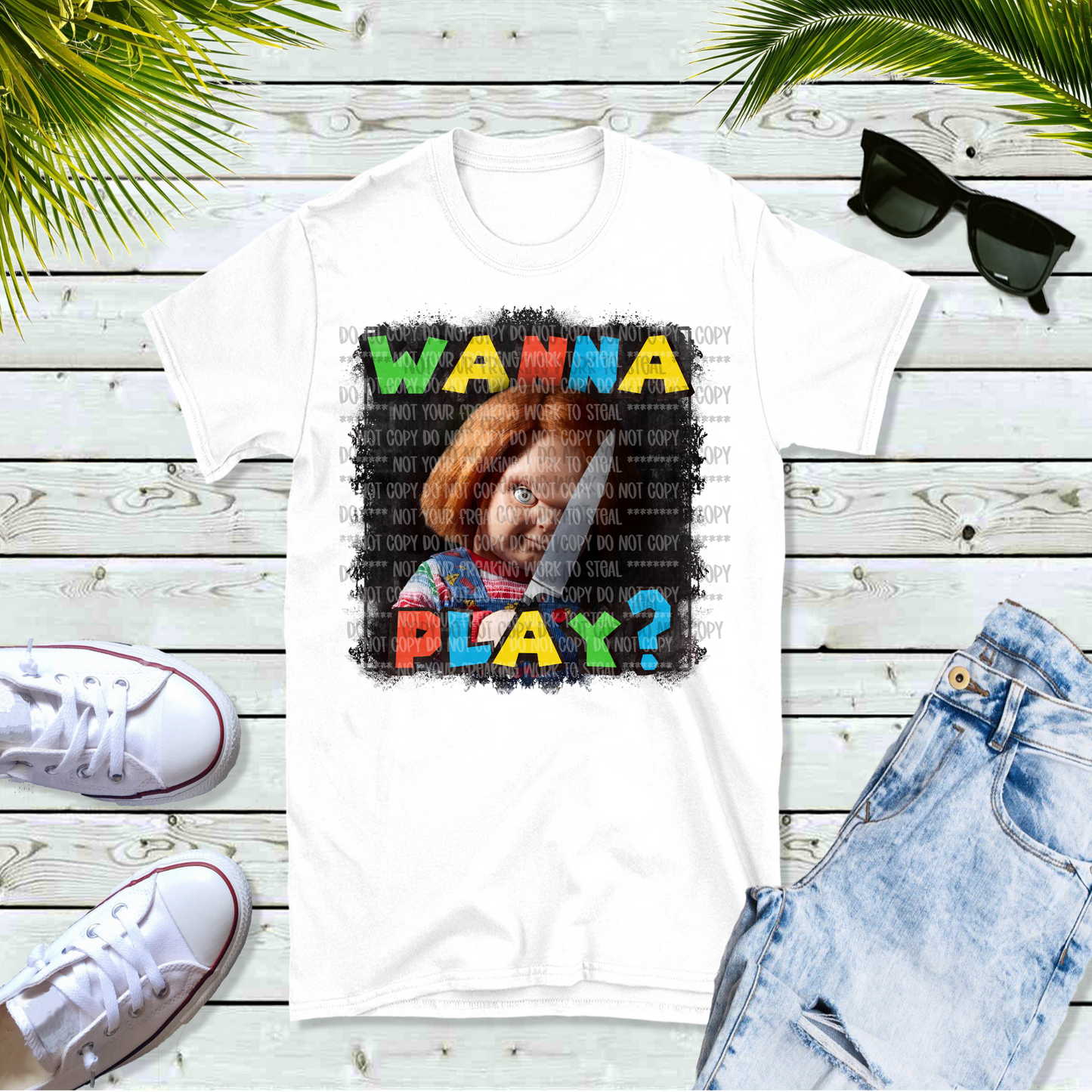 Chucky Wanna Play Halloween Unisex White Short Sleeve Shirt - LIMITED Availability