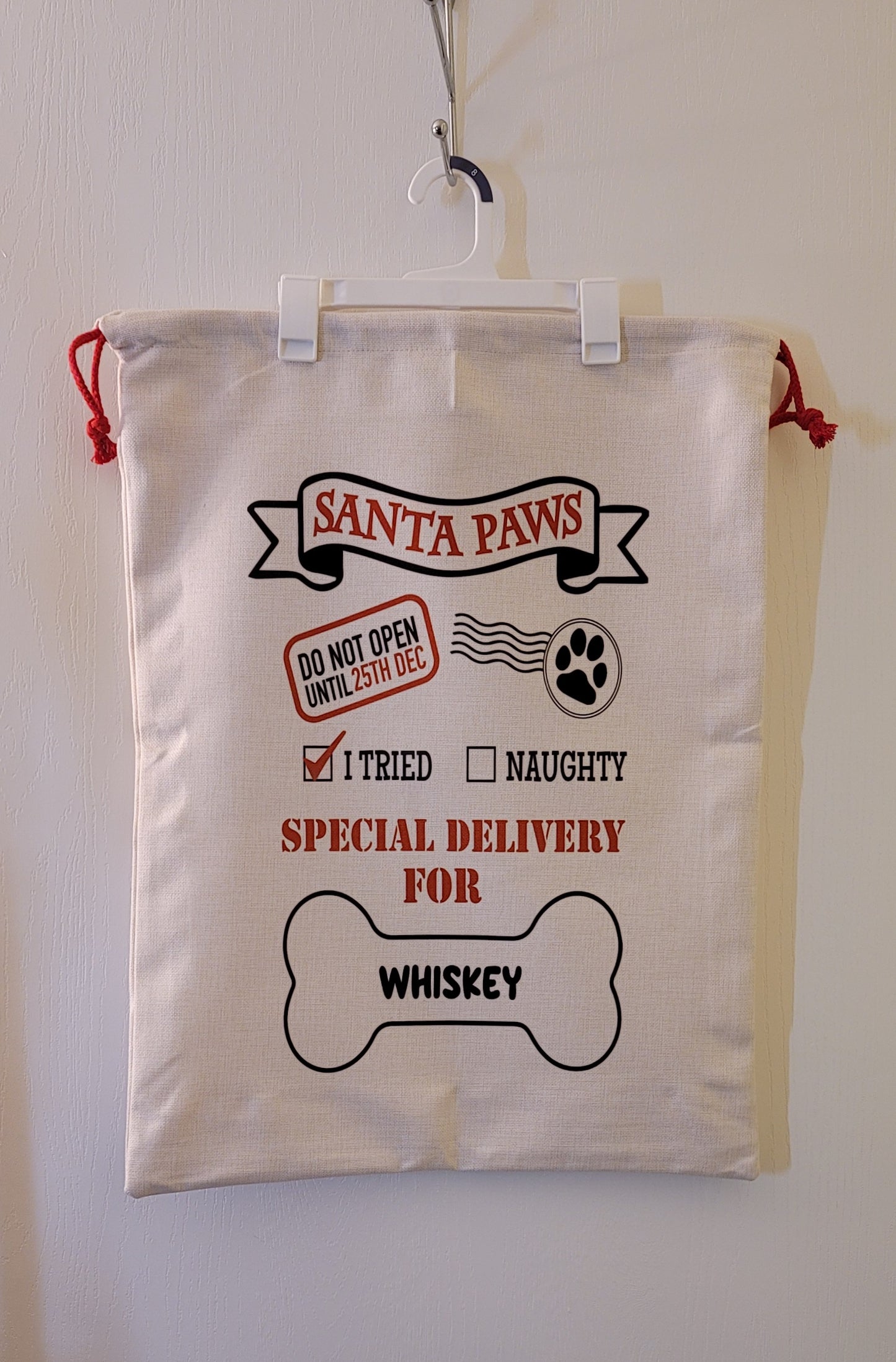 Christmas Santa Paws Pet Gift Bag - Personalized