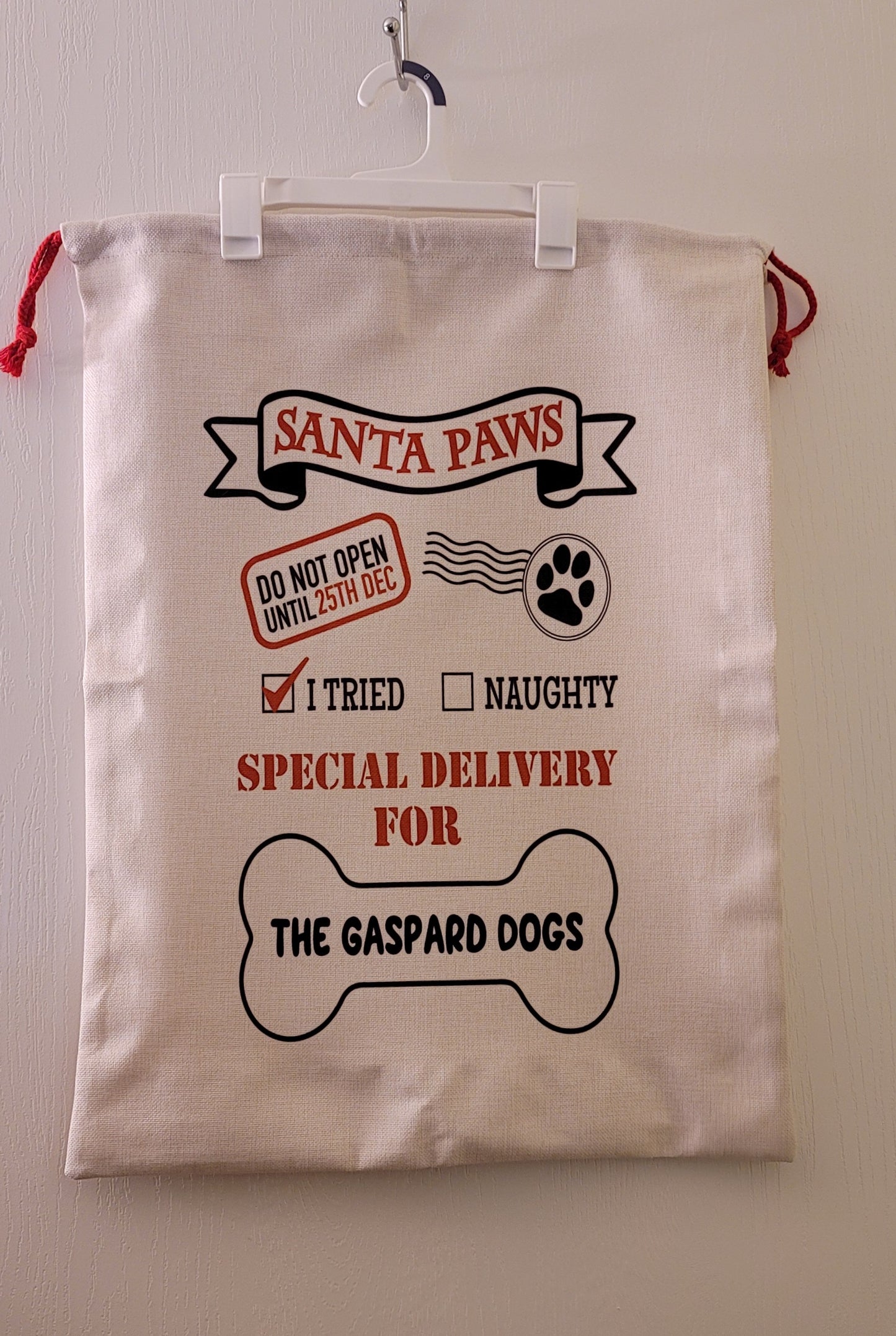 Christmas Santa Paws Pet Gift Bag - Personalized