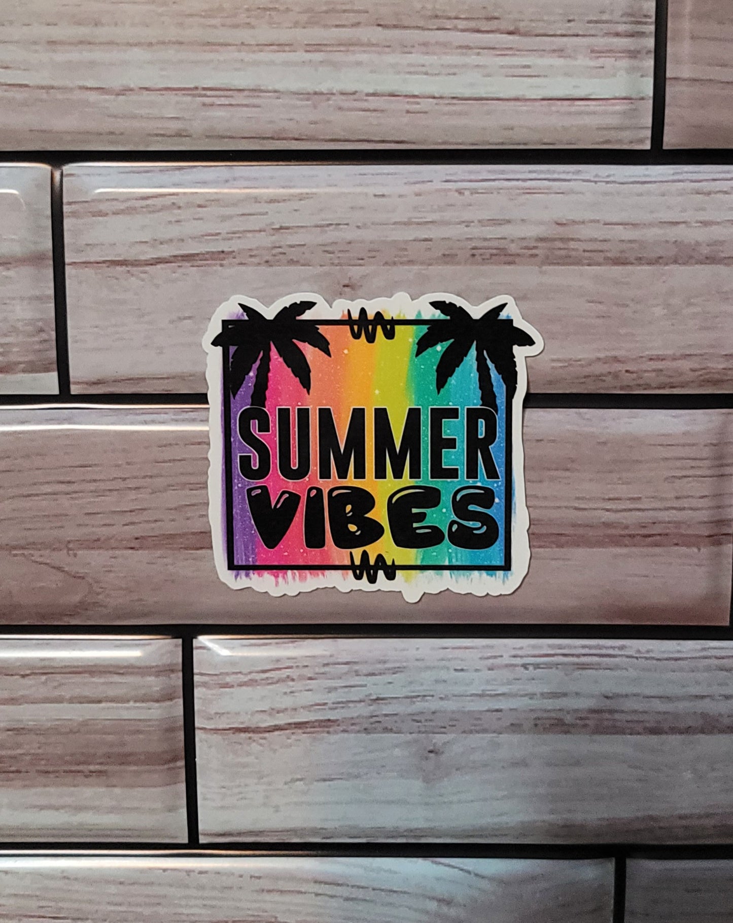 Summer Vibes Palm Trees Neon Sticker