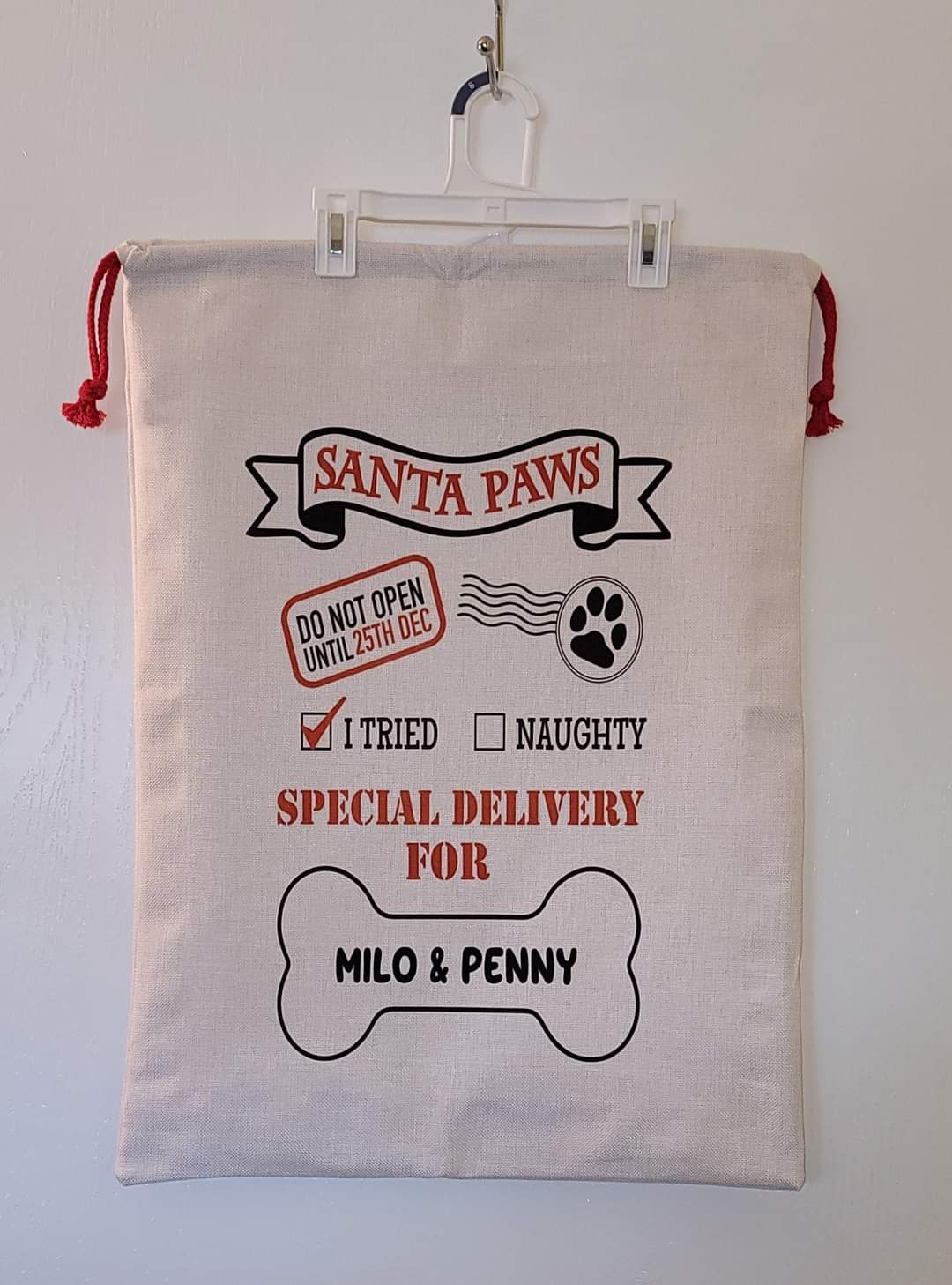 Christmas Santa Paws Pet Gift Bag - Personalized