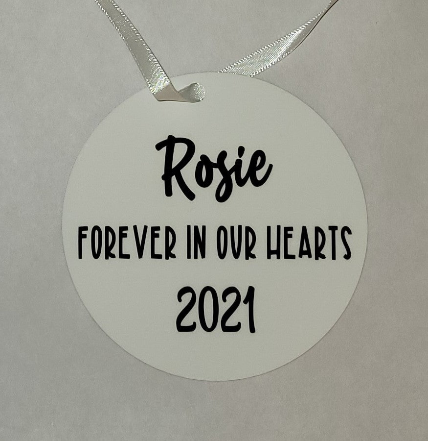 Custom Pet Memorial Photo White Aluminum Christmas Ornament - 2 Sizes Available