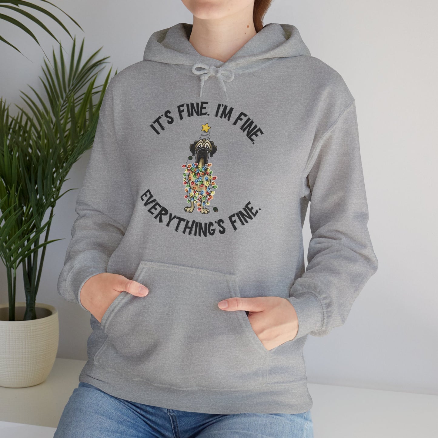 DTG Flat Frankie It's Fine I'm Fine Everything's Fine Christmas Unisex Hoodie - Use Drop Down to pick color