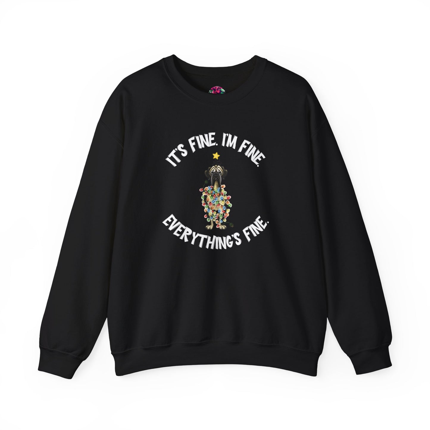 DTG Flat Frankie “It’s Fine I’m Fine Everything’s Fine” Chaotic Christmas Sweatshirt - Use Drop Down Box for Color Options