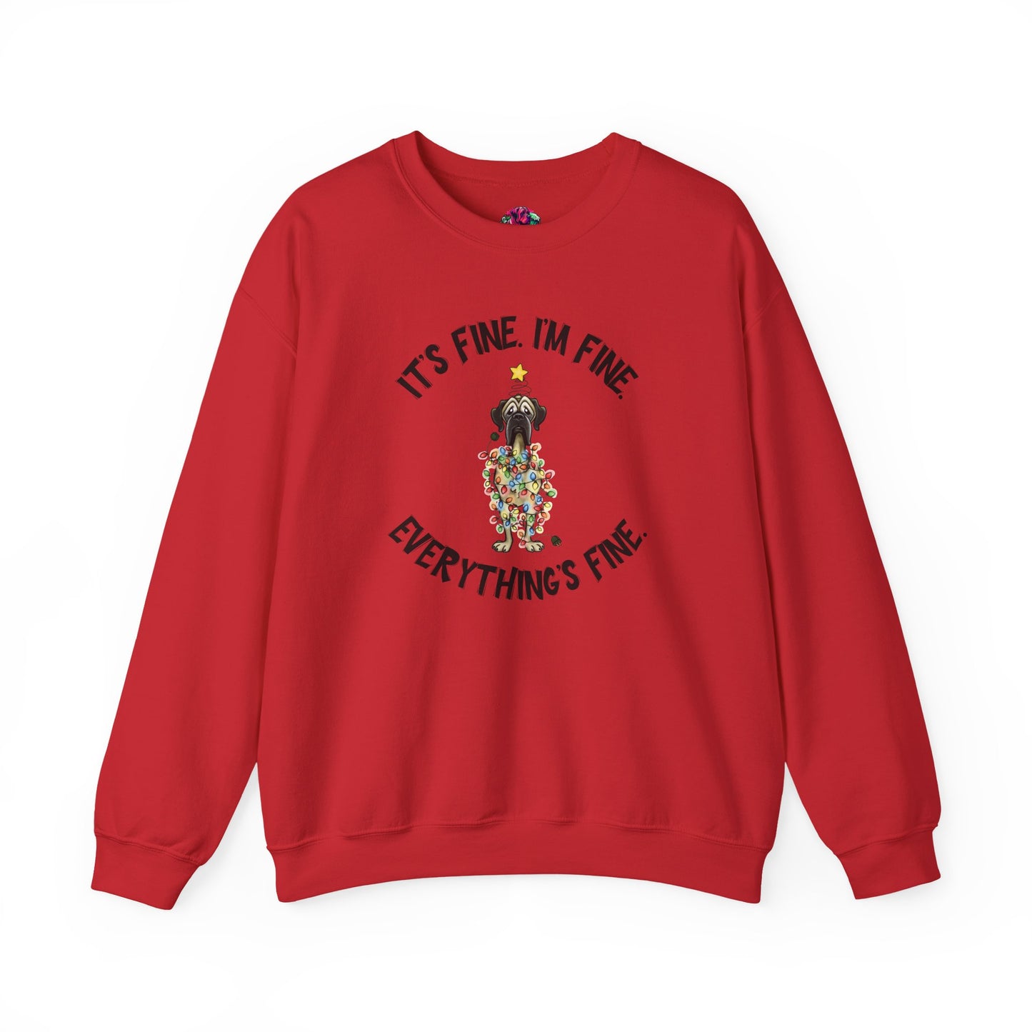 DTG Flat Frankie “It’s Fine I’m Fine Everything’s Fine” Chaotic Christmas Sweatshirt - Use Drop Down Box for Color Options