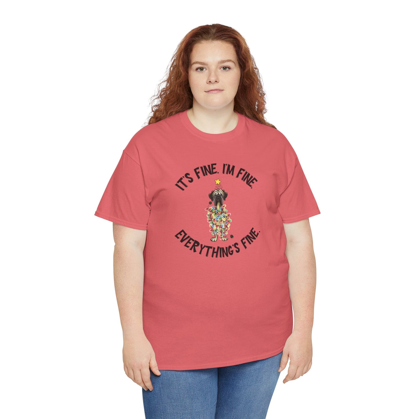 DTG Everything's Fine Christmas Flat Frankie Unisex Heavy Cotton T-Shirt - Use Drop Down Box to select color