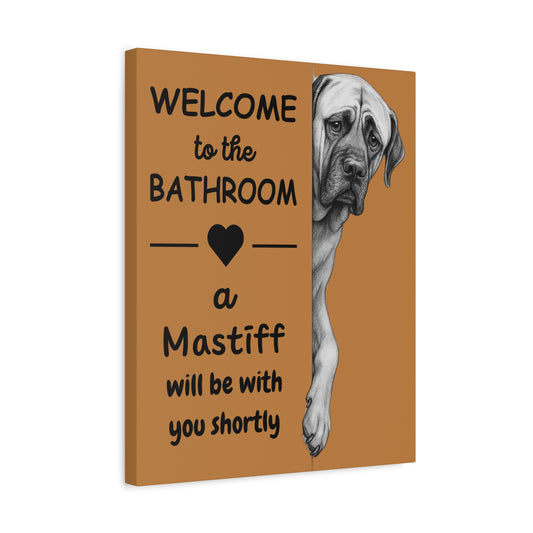 canvas print english mastiff welcome to the bathroom funny wall art